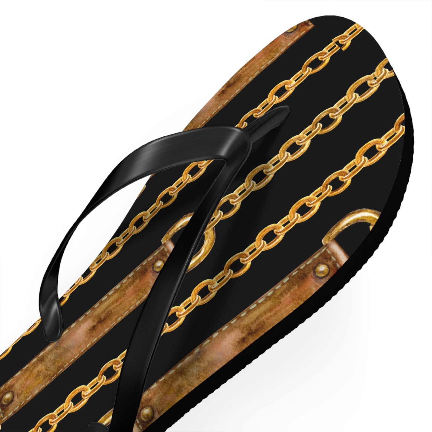 Chained Dreams Flip Flops - Trendy Summer Sandals with Bold Golden Chains