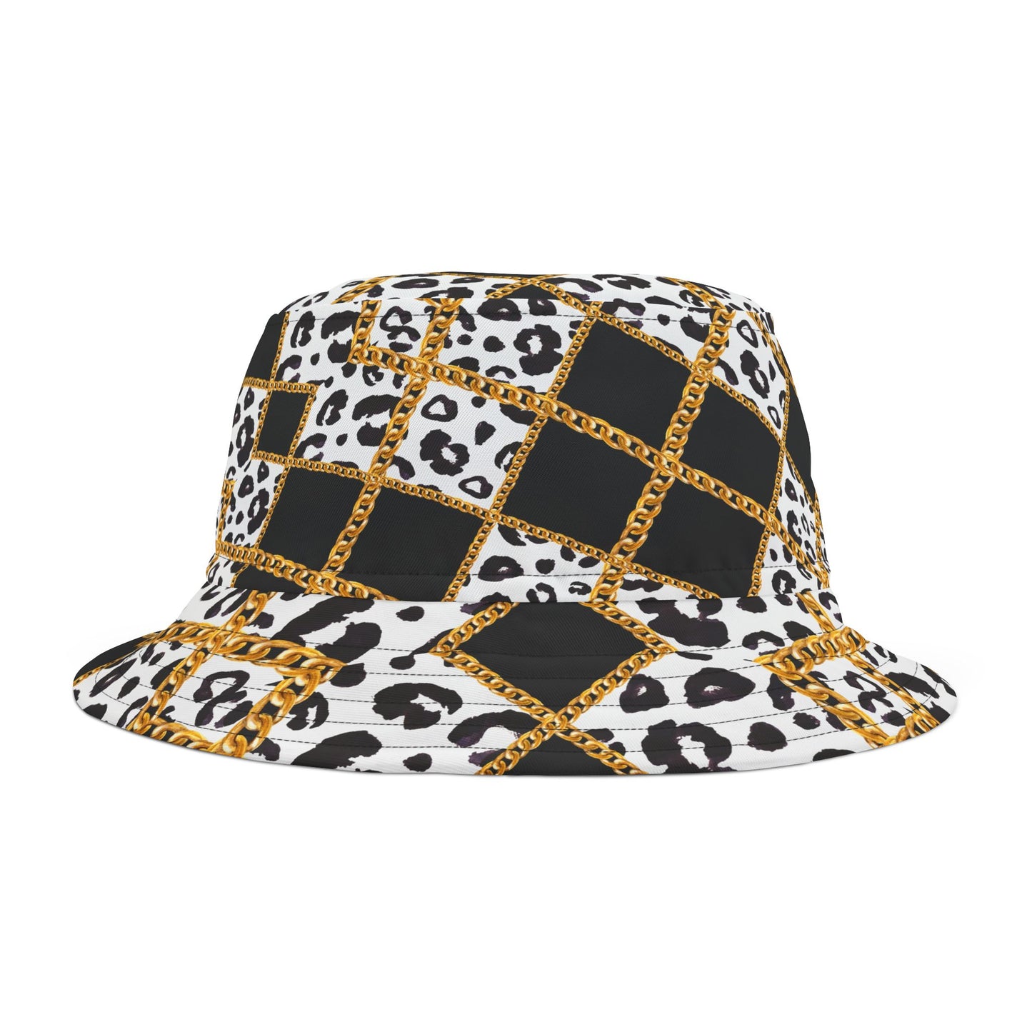 Leopard and Chain Bucket Hat - Bold Animal Print Meets Luxe