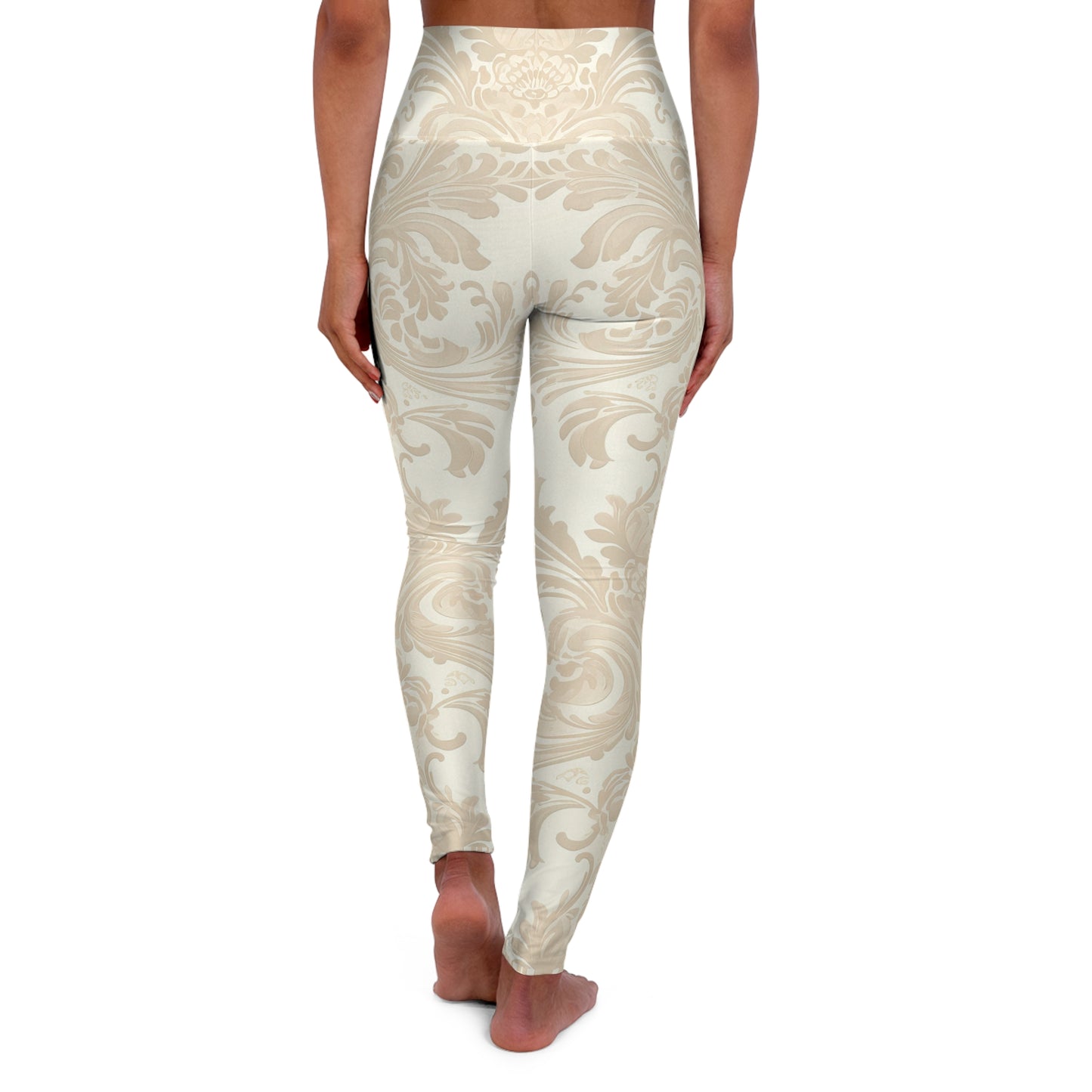 Stylish High Waisted Yoga Leggings - Elegant Floral Design for Fitness Enthusiasts