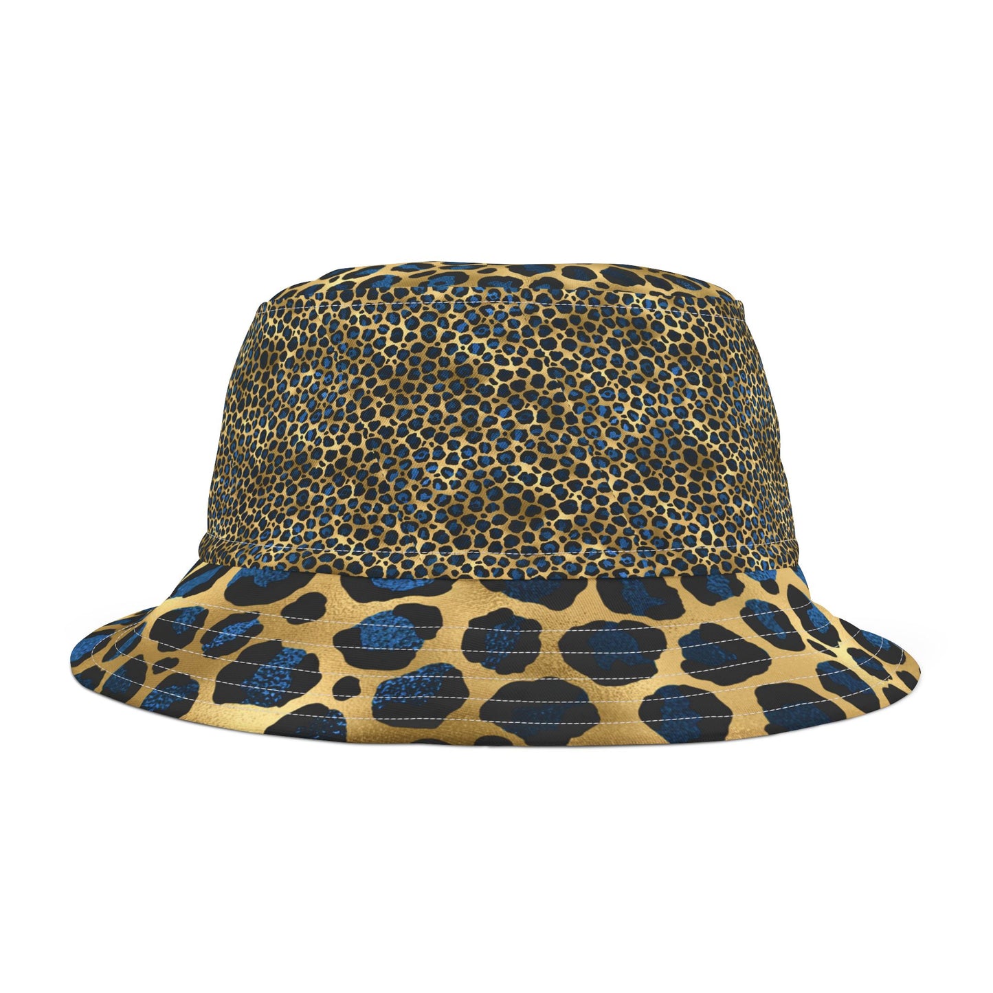 Blue and Gold Leopard Print Bucket Hat - Luxe and Bold