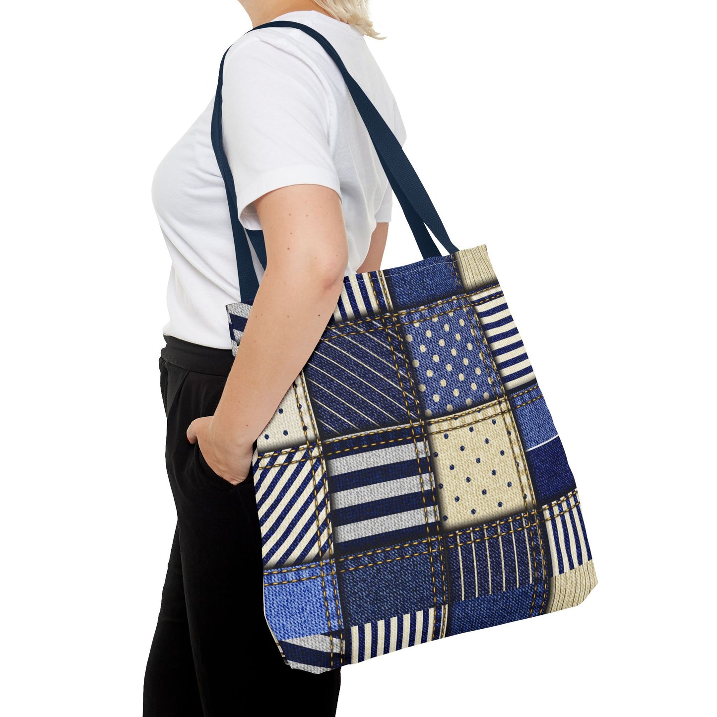 Stylish Blue Jean Patch Insulated Lunch Tote for Work and School, Eco-Friendly the Denim Den Collection