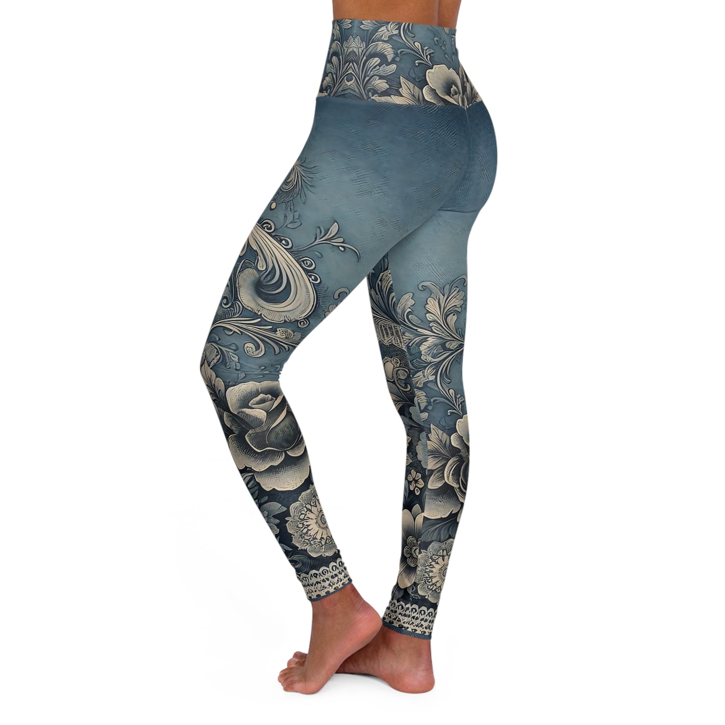 Bohemian Floral High Waisted Yoga Leggings - Stylish Activewear for Comfort and Flexibility