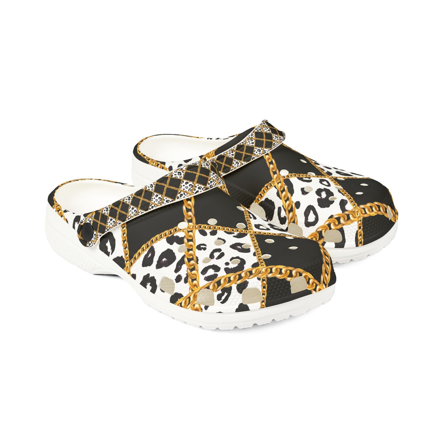 Stylish EVA Foam Leopard Print Clogs with Chain Design