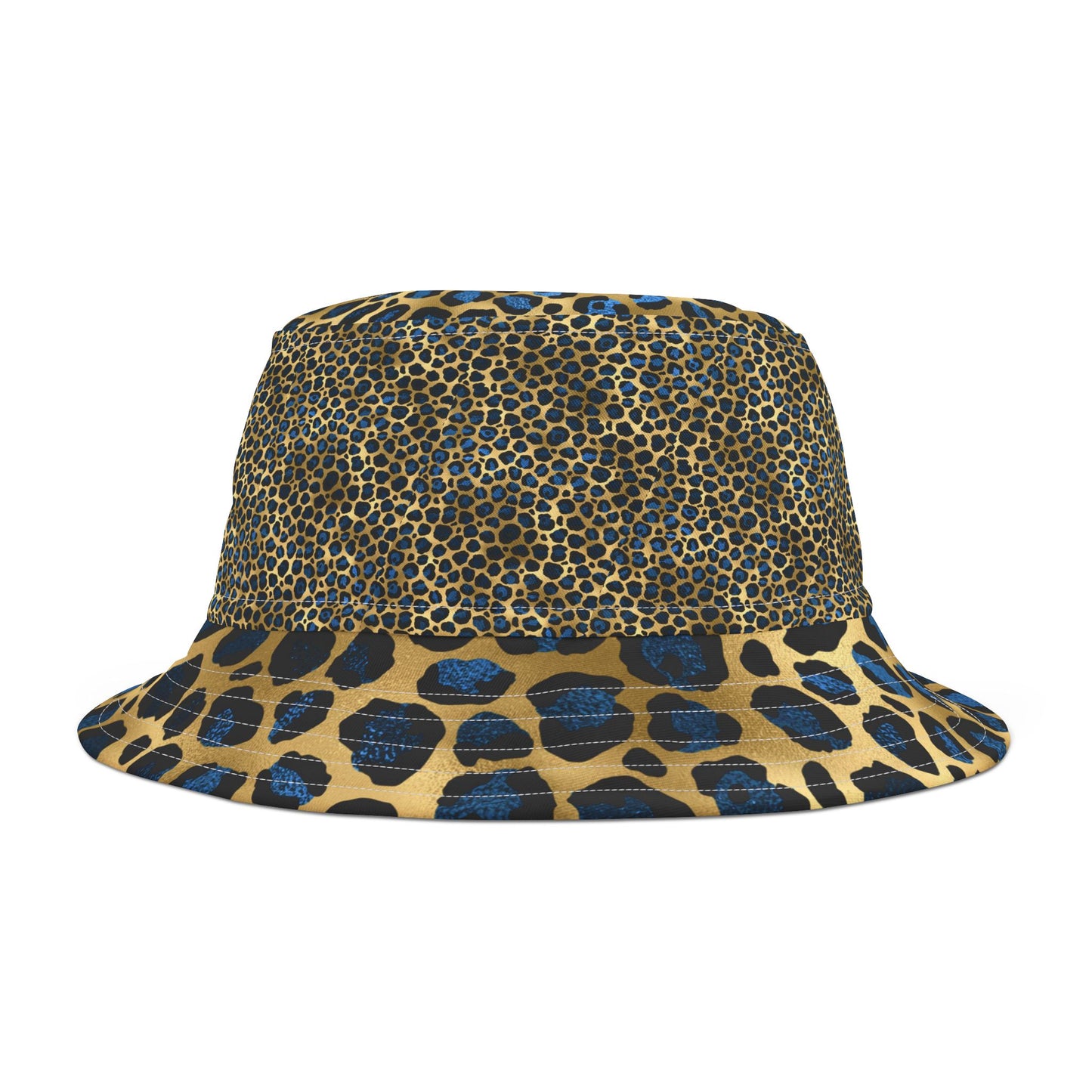 Blue and Gold Leopard Print Bucket Hat - Luxe and Bold