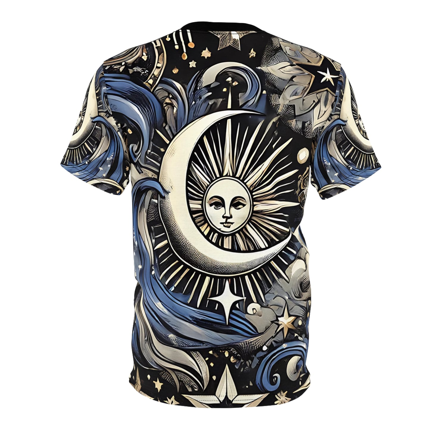 Celestial Unisex Cut & Sew Tee - Moon, Stars & Waves Design