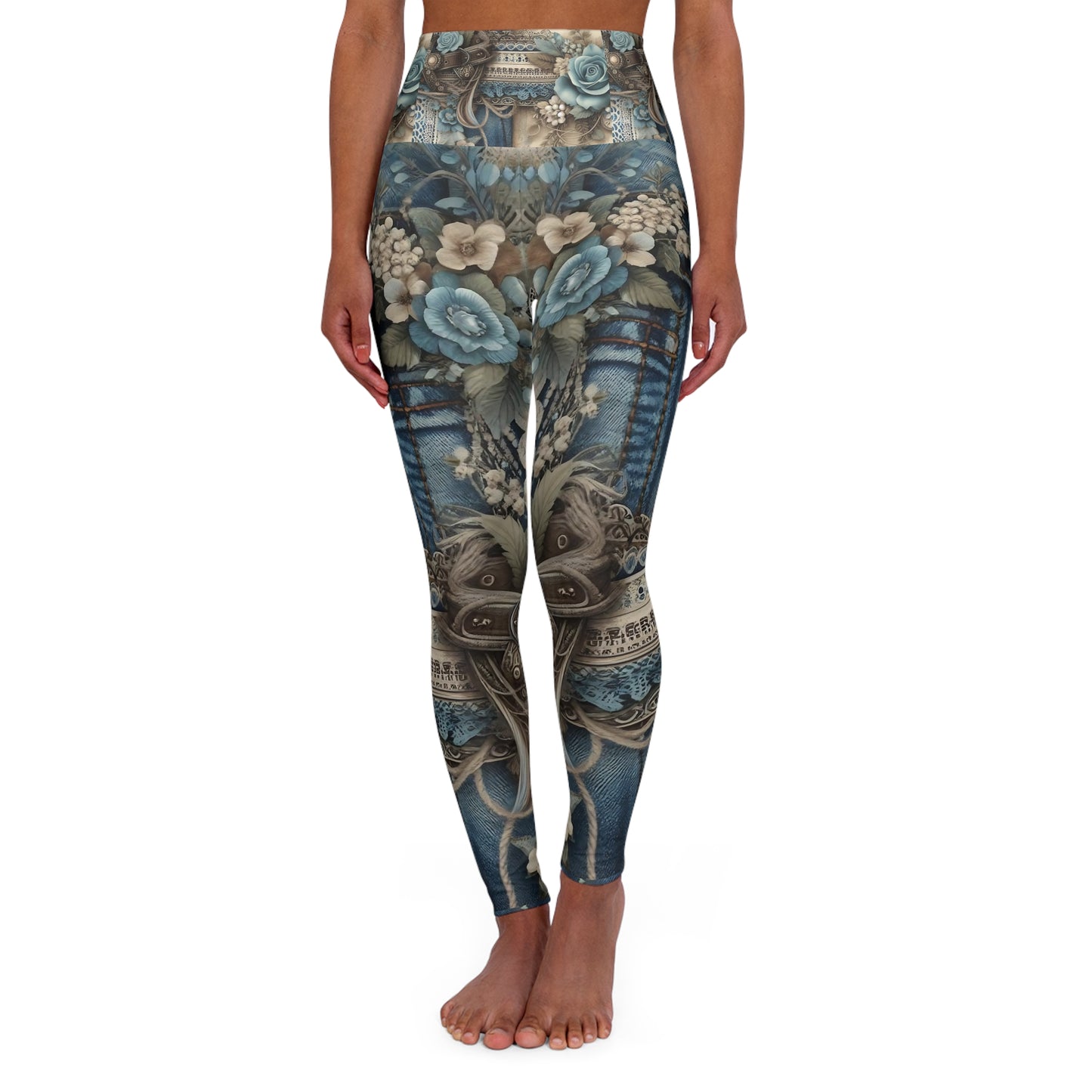 Floral High Waisted Yoga Leggings - Stylish Activewear for Fitness and Wellness