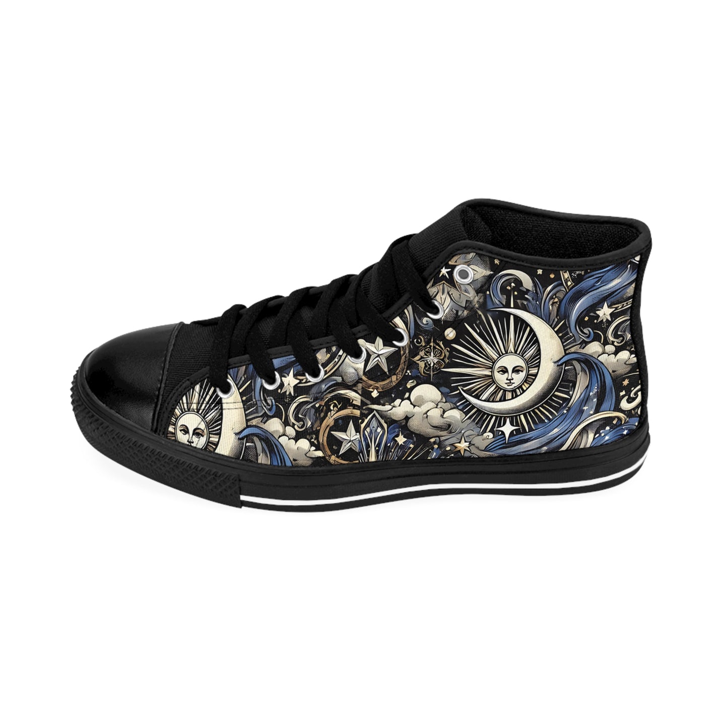 Celestial Themed Classic Sneakers for Women - Unique High-Top Design