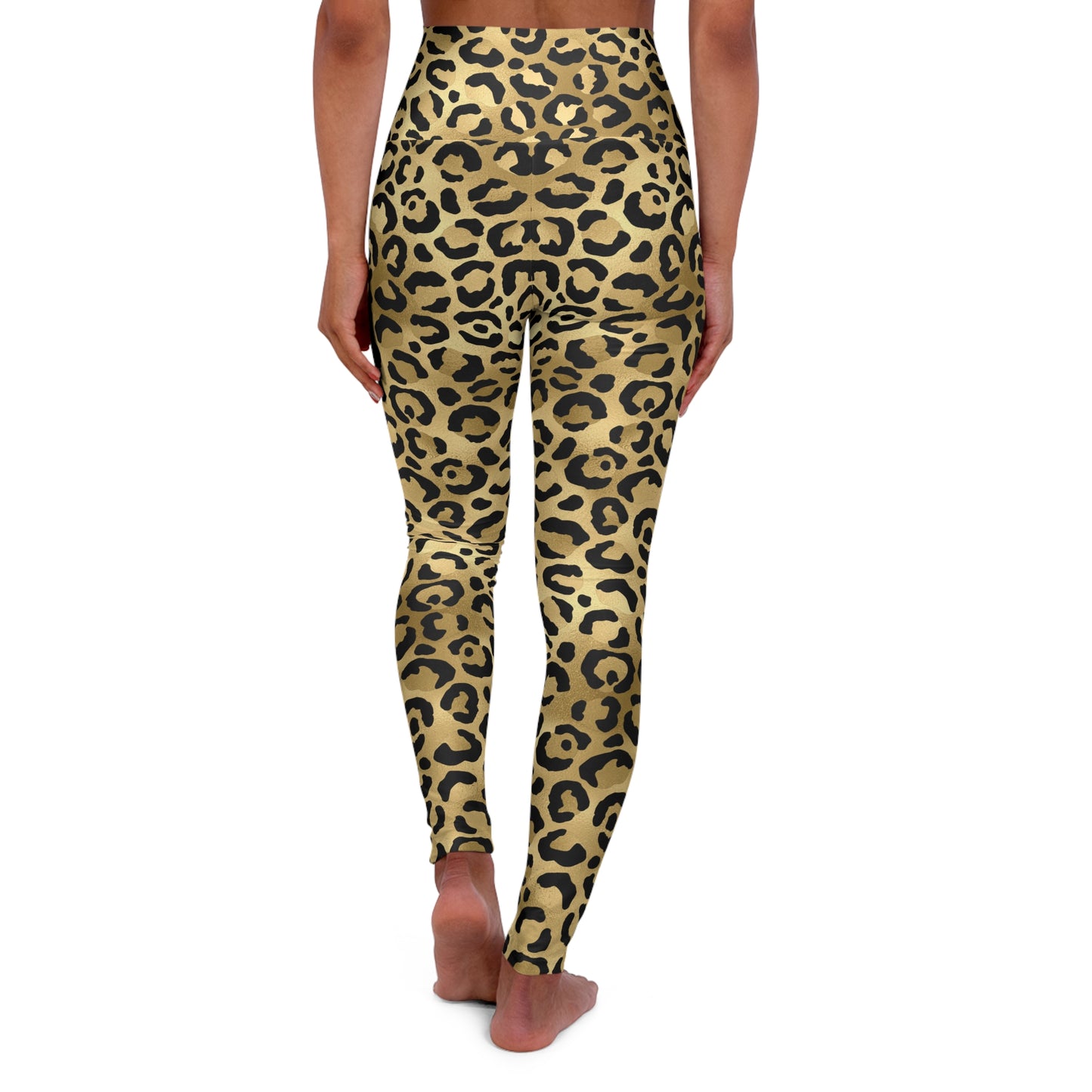 Gold Leopard Print High Waisted Yoga Leggings - Stylish Activewear for Fitness Lovers