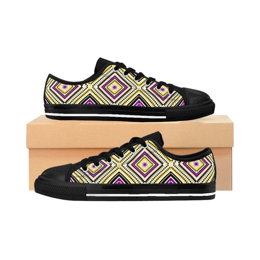 Trendy Women's Sneakers with Vibrant Geometric Pattern