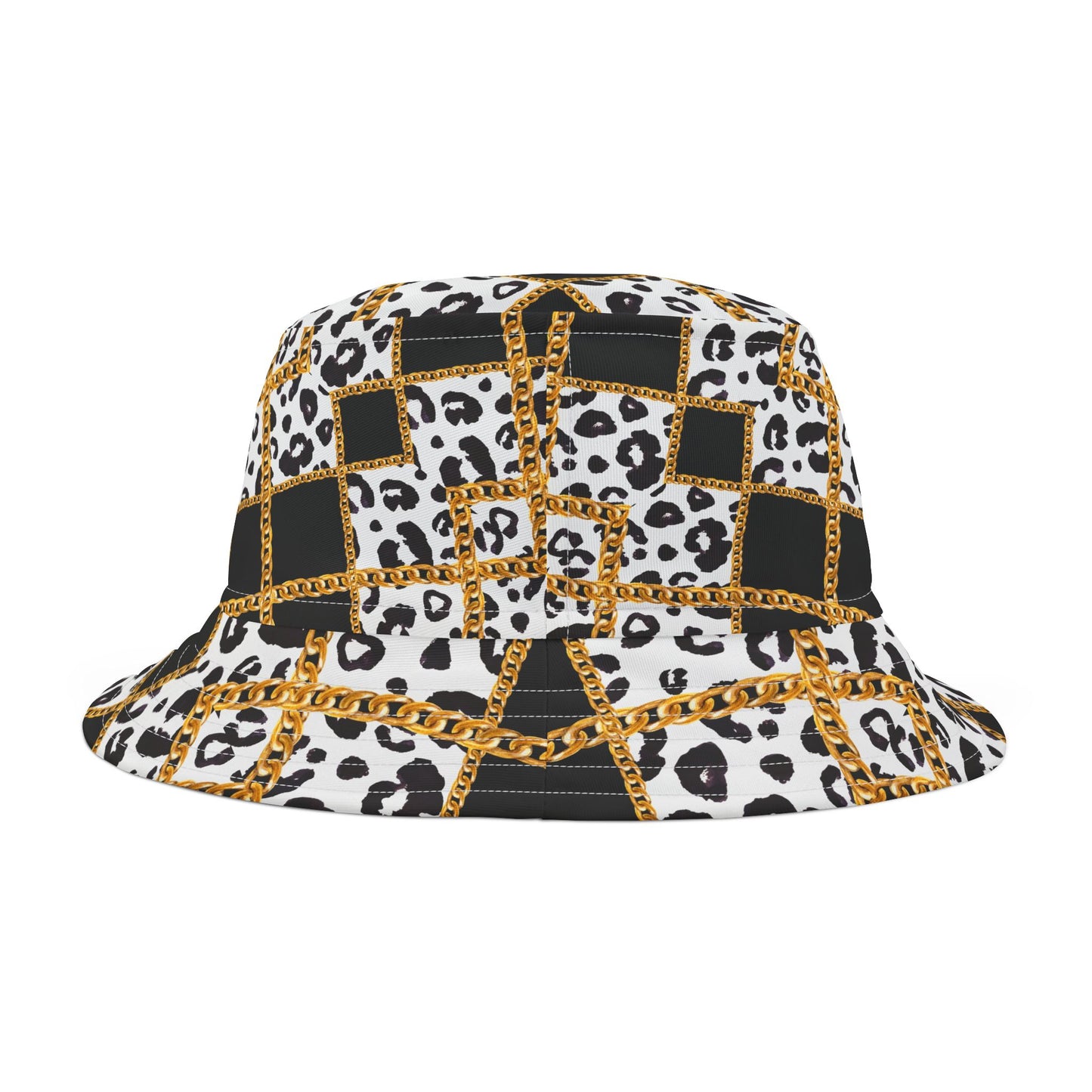 Leopard and Chain Bucket Hat - Bold Animal Print Meets Luxe