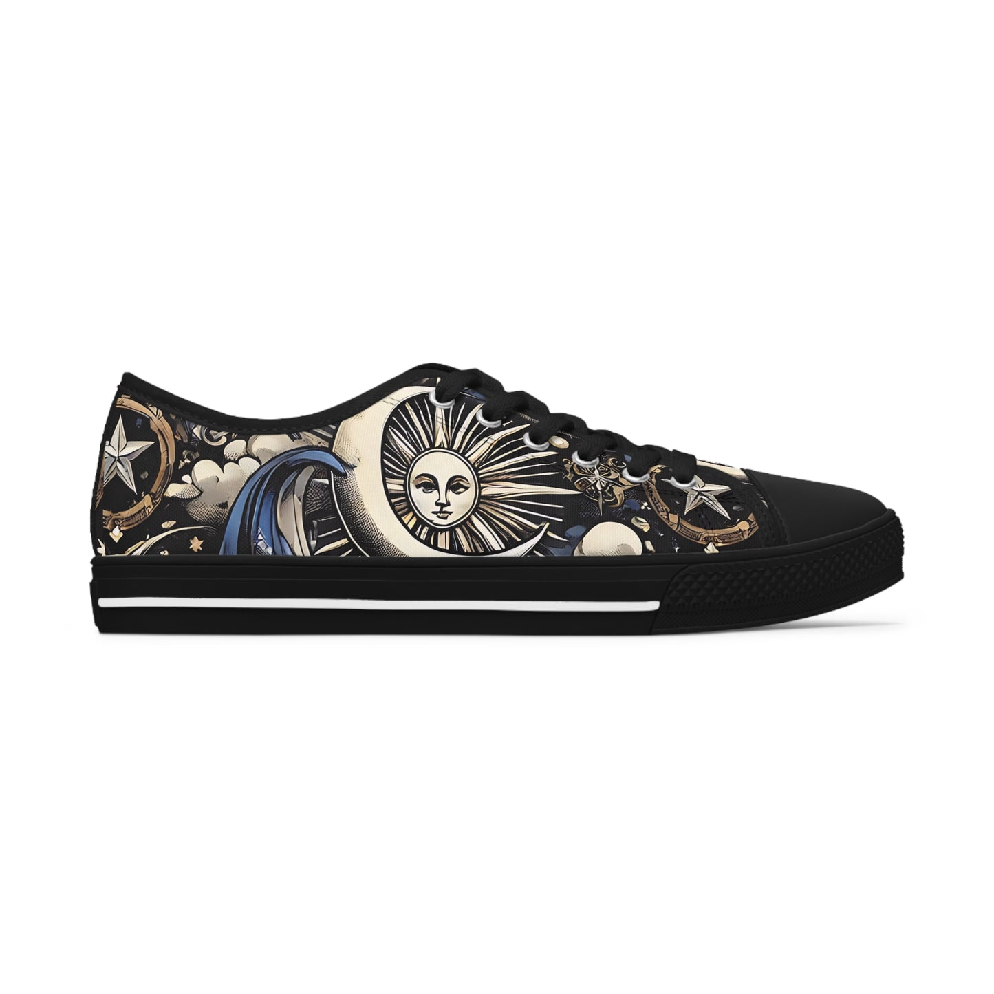 Cosmic Sun Graphic Low Top Sneakers for Women - Unique Style for Everyday Adventures