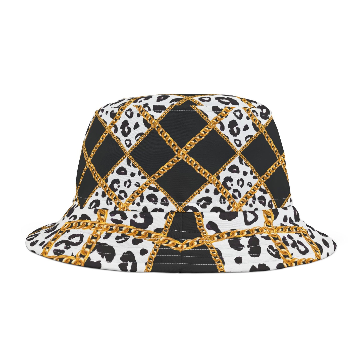 Leopard and Chain Bucket Hat - Bold Animal Print Meets Luxe