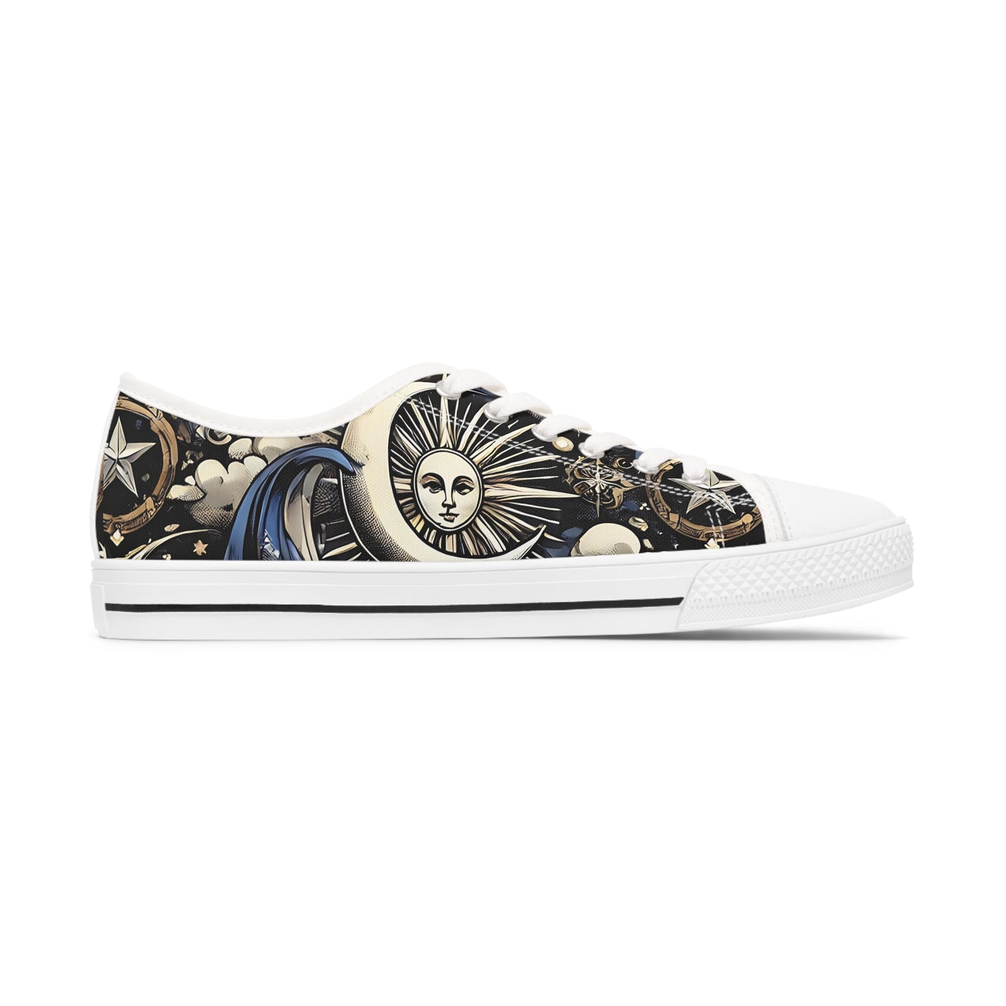 Cosmic Sun Graphic Low Top Sneakers for Women - Unique Style for Everyday Adventures