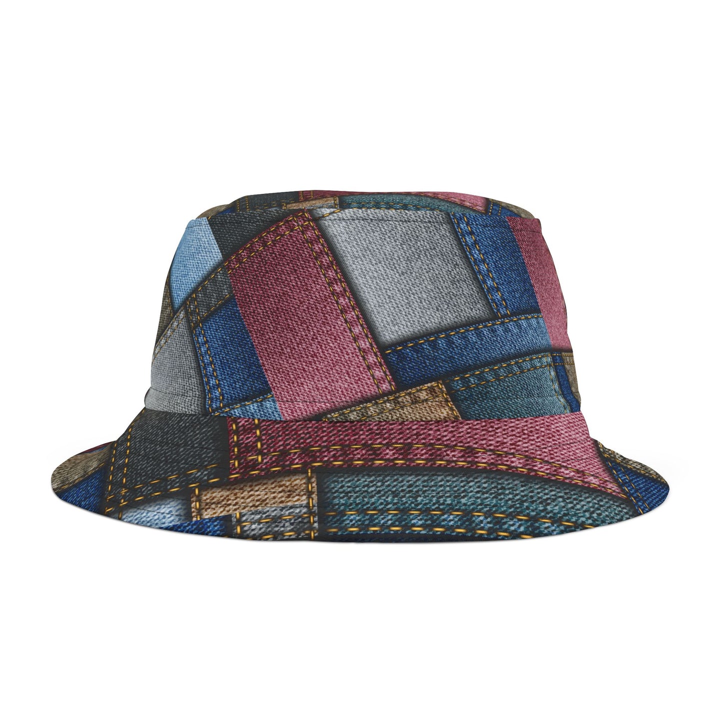 Retro Patchwork Denim Bucket Hat - Stylish & Fun Accessory