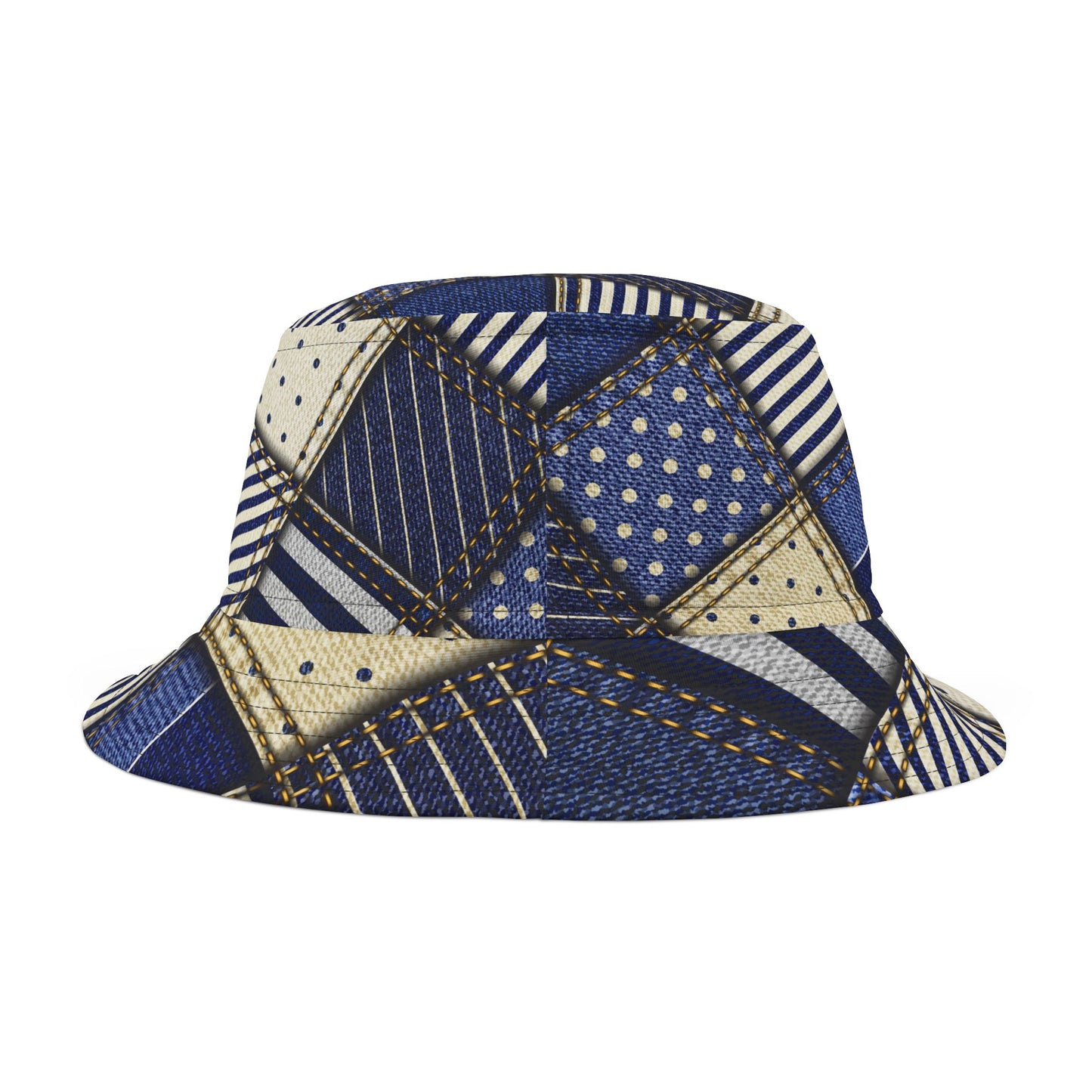 "Boho Blue Jean Patchwork Bucket Hat – Trendy Denim Style"