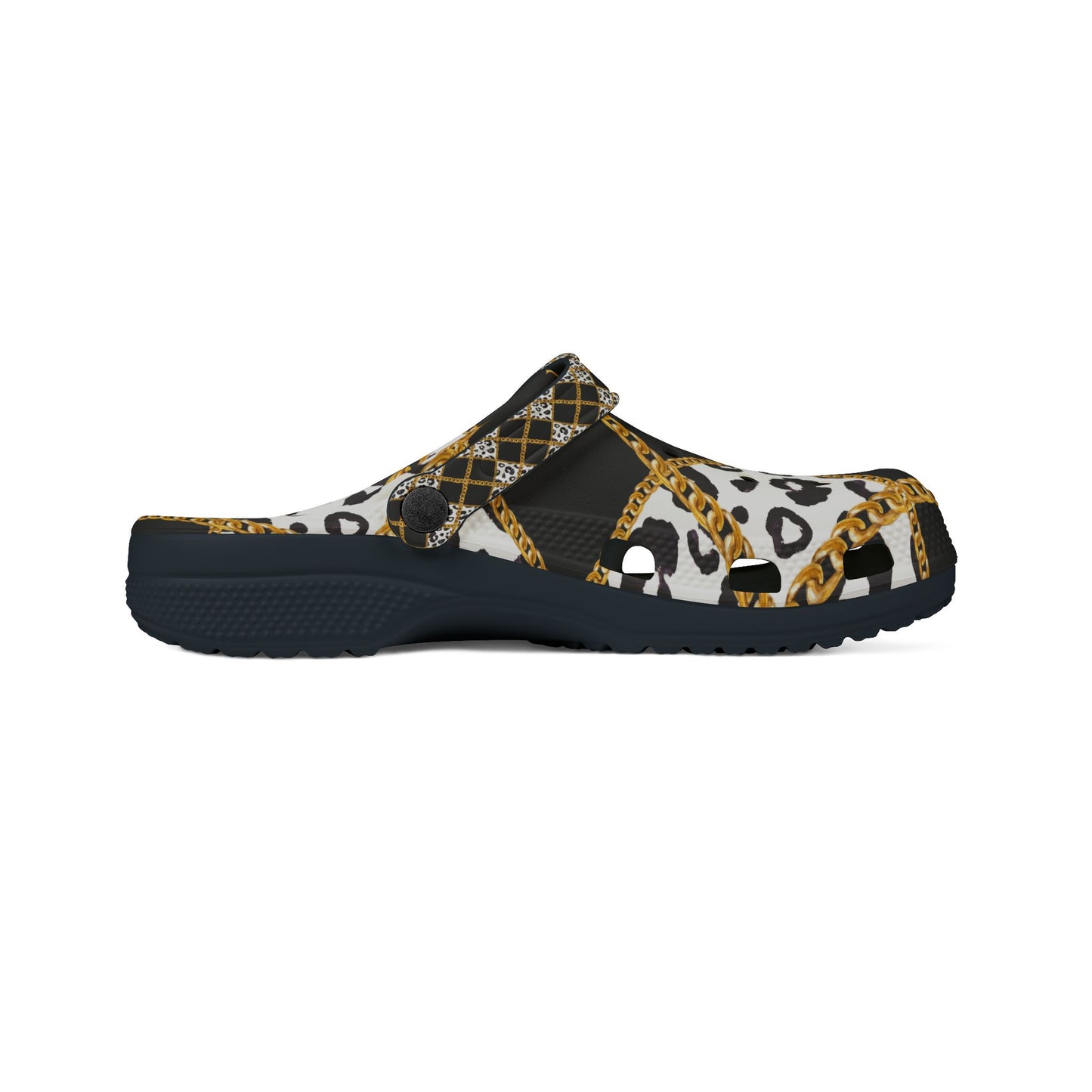 Stylish EVA Foam Leopard Print Clogs with Chain Design