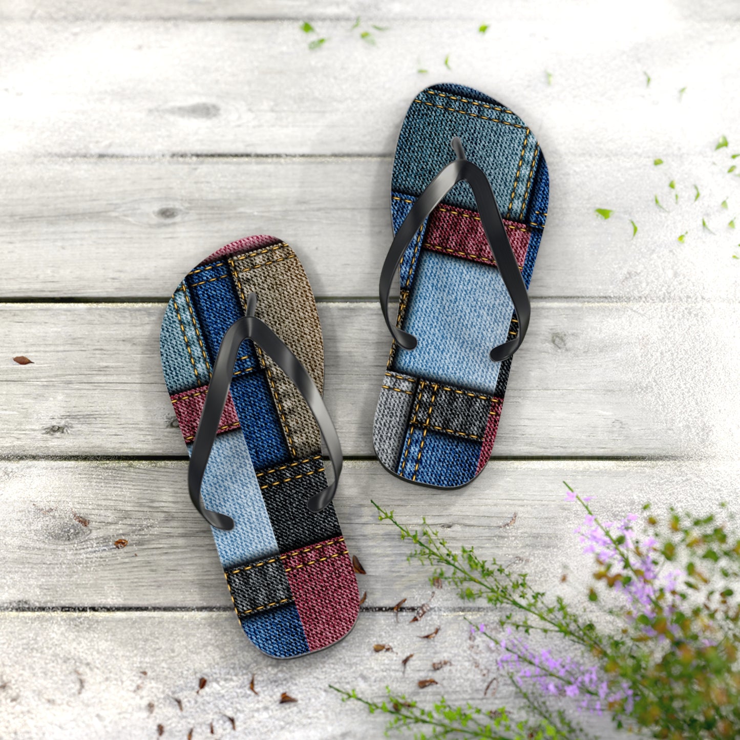 Stylish Denim Patch Flip Flops for Summer Adventures