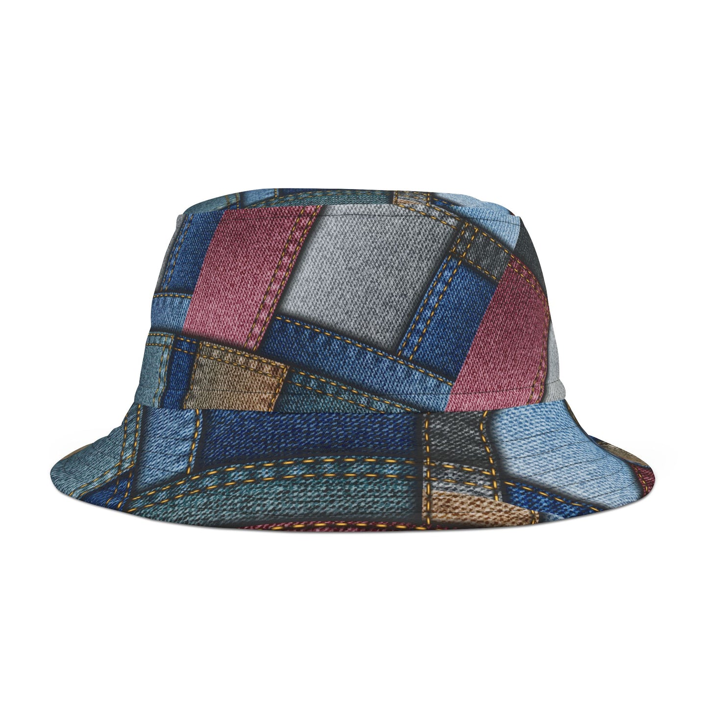 Retro Patchwork Denim Bucket Hat - Stylish & Fun Accessory