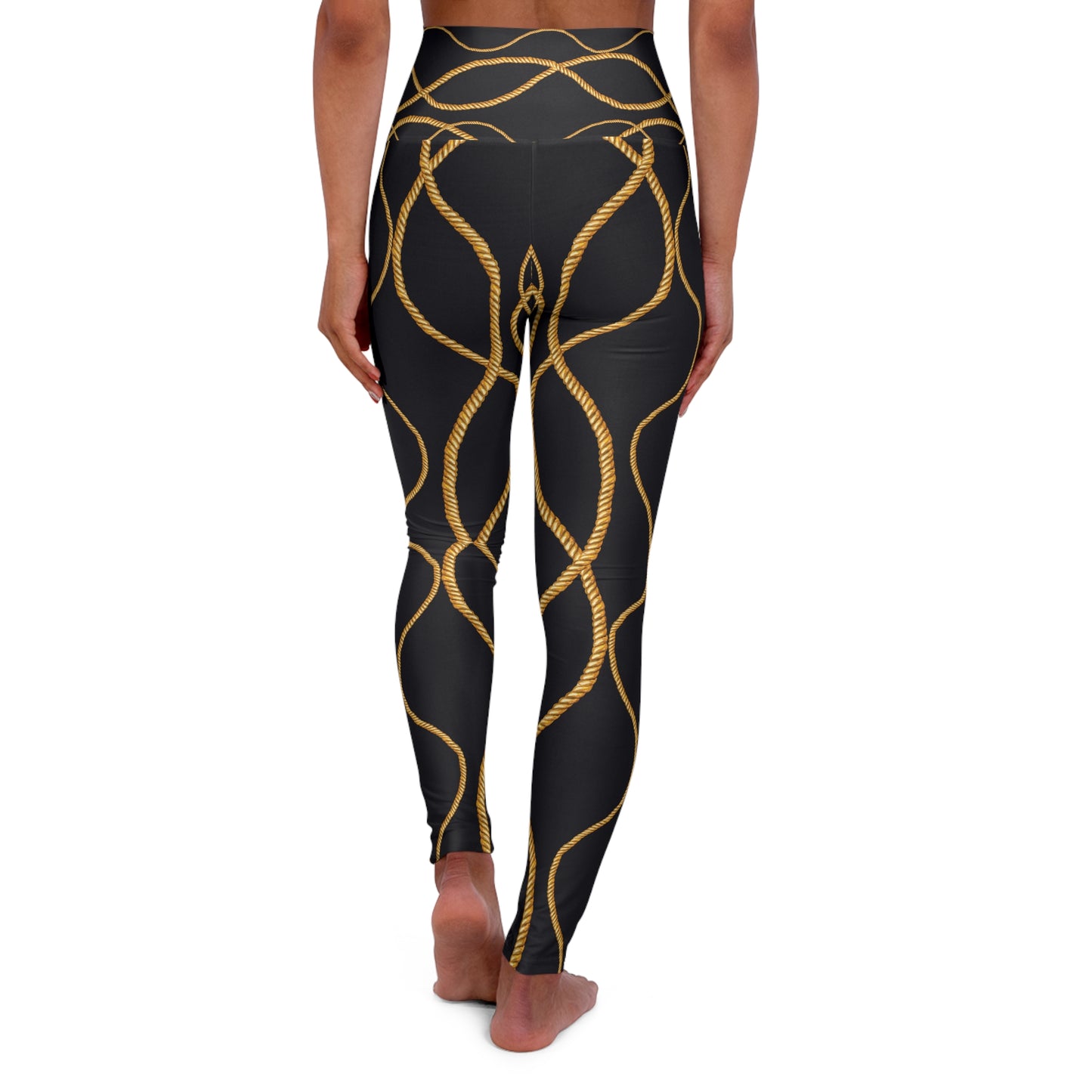 Luxury High Waisted Yoga Leggings with Metallic Rope Design