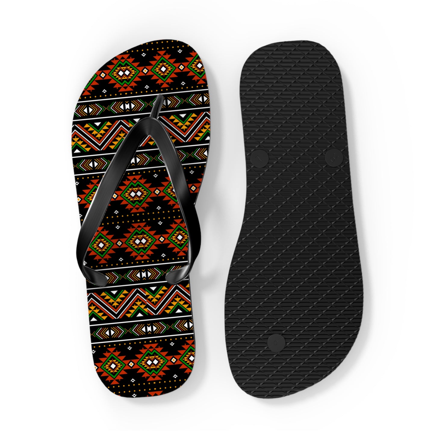 Vibrant Tribal Pattern Flip Flops - Stylish Summer Sandals for Beach Days