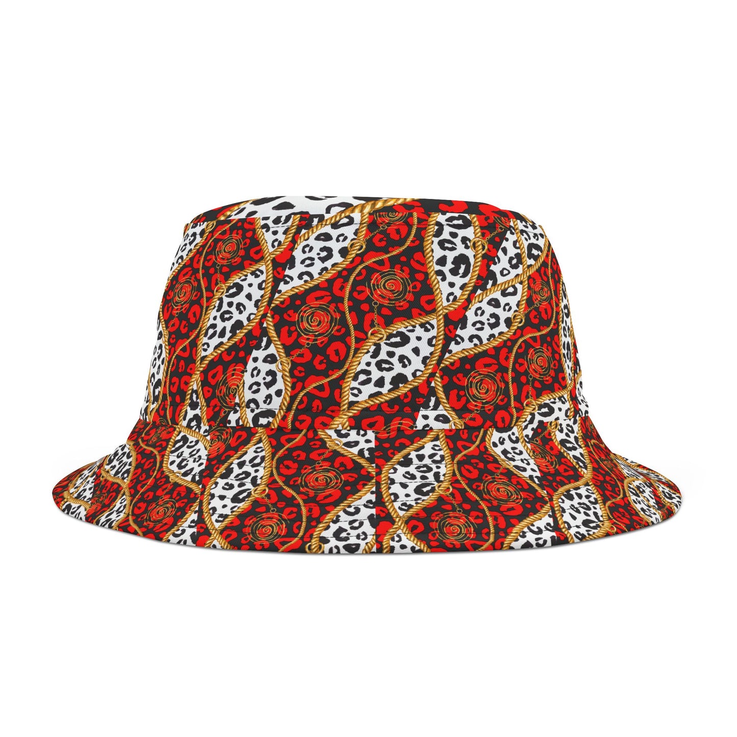 Leopard Print Bucket Hat with Chain Detailing - Fierce and Stylish