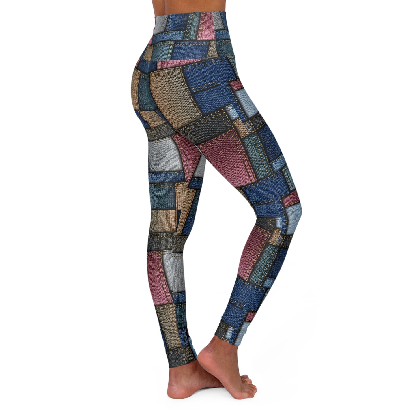 Artistic High Waisted Yoga Leggings - Colorful Geometric Design for Fitness and Everyday Wear