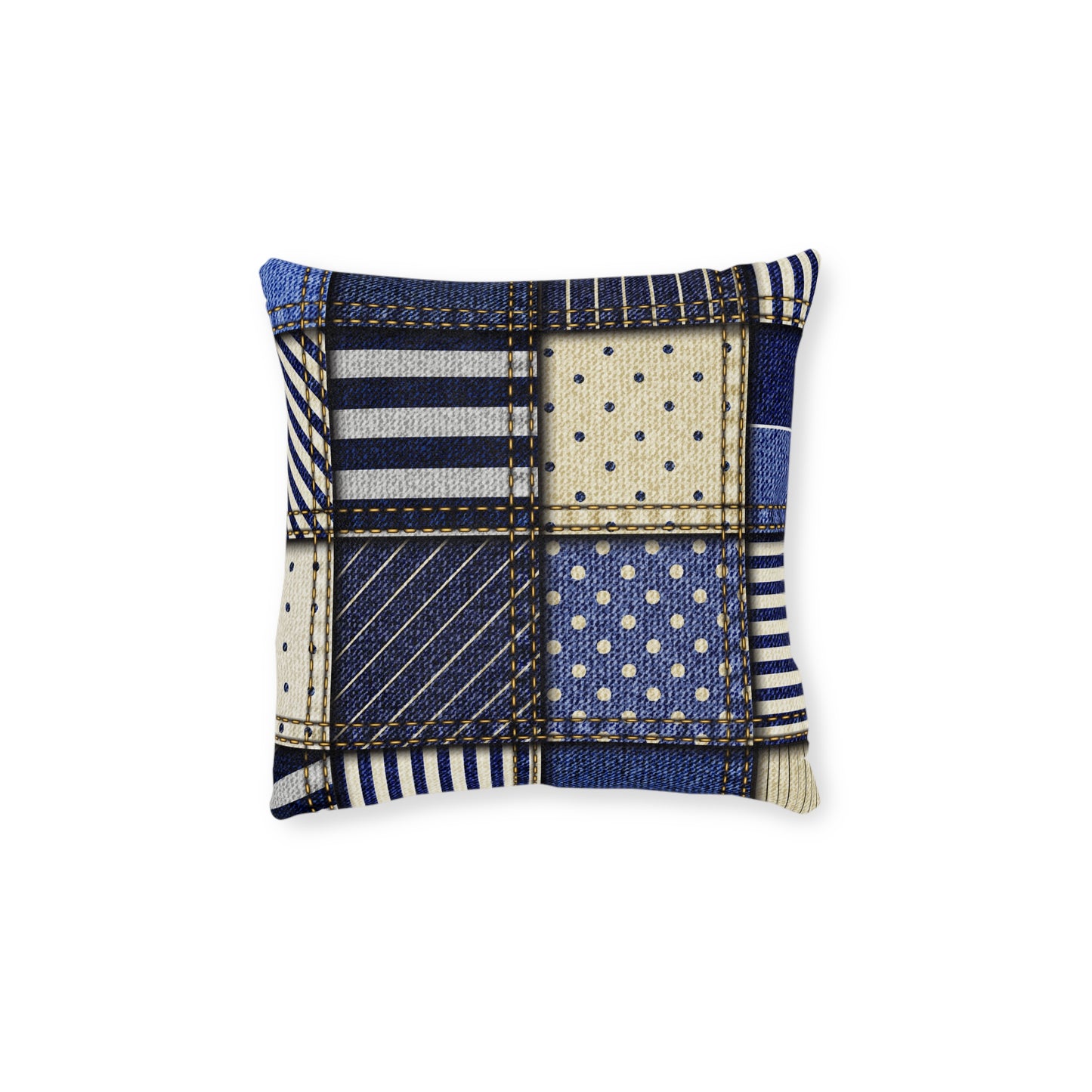 Square Pillow denim patches