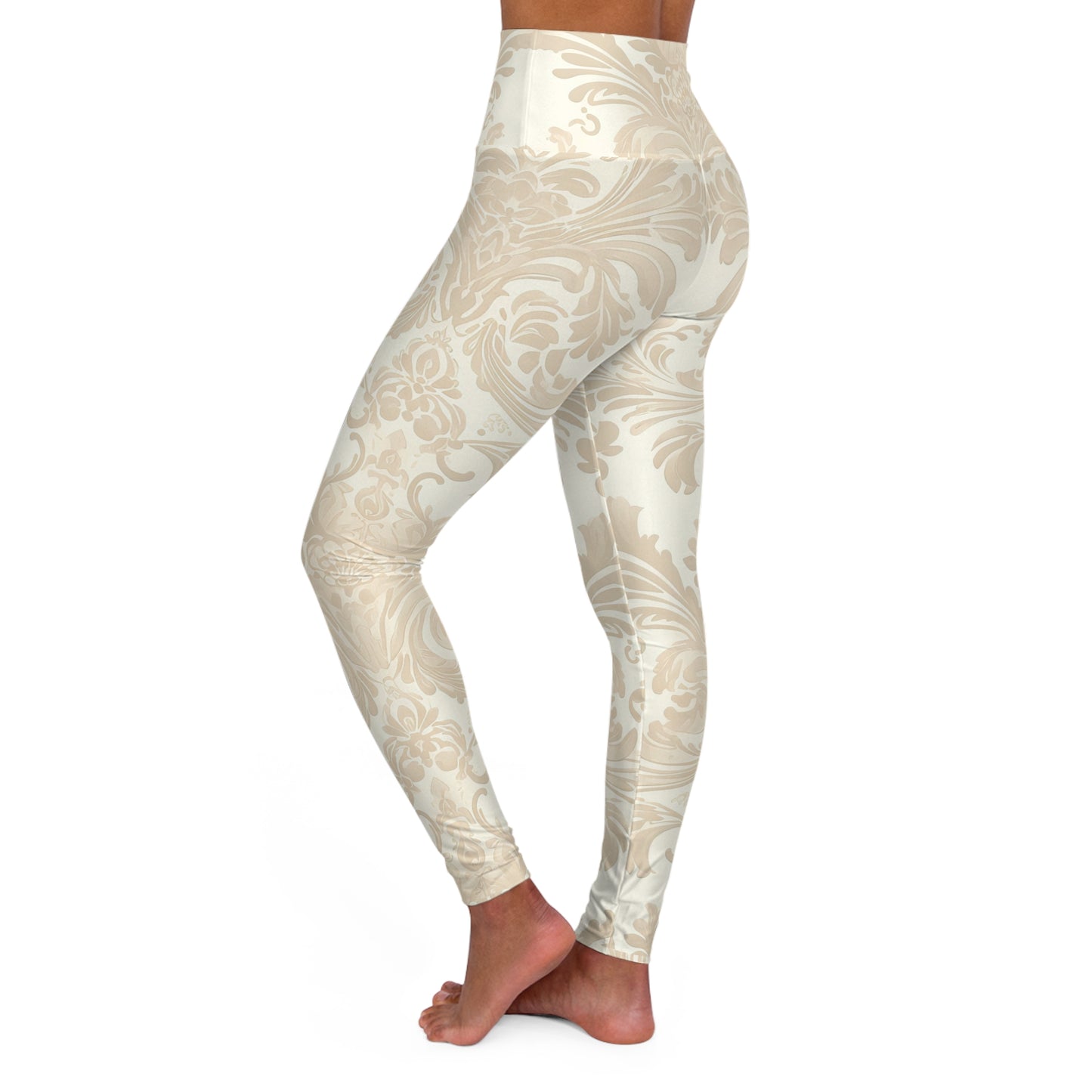 Stylish High Waisted Yoga Leggings - Elegant Floral Design for Fitness Enthusiasts