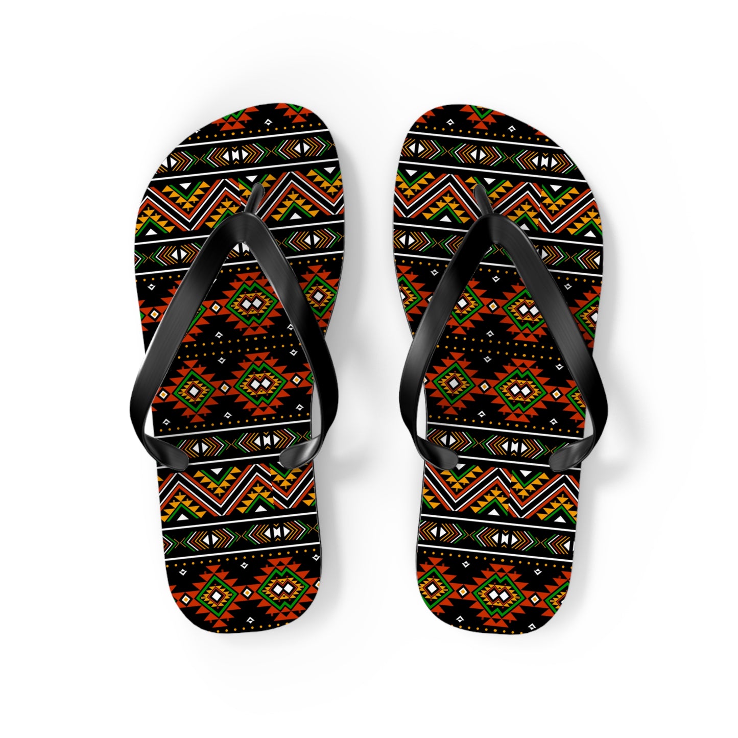 Vibrant Tribal Pattern Flip Flops - Stylish Summer Sandals for Beach Days