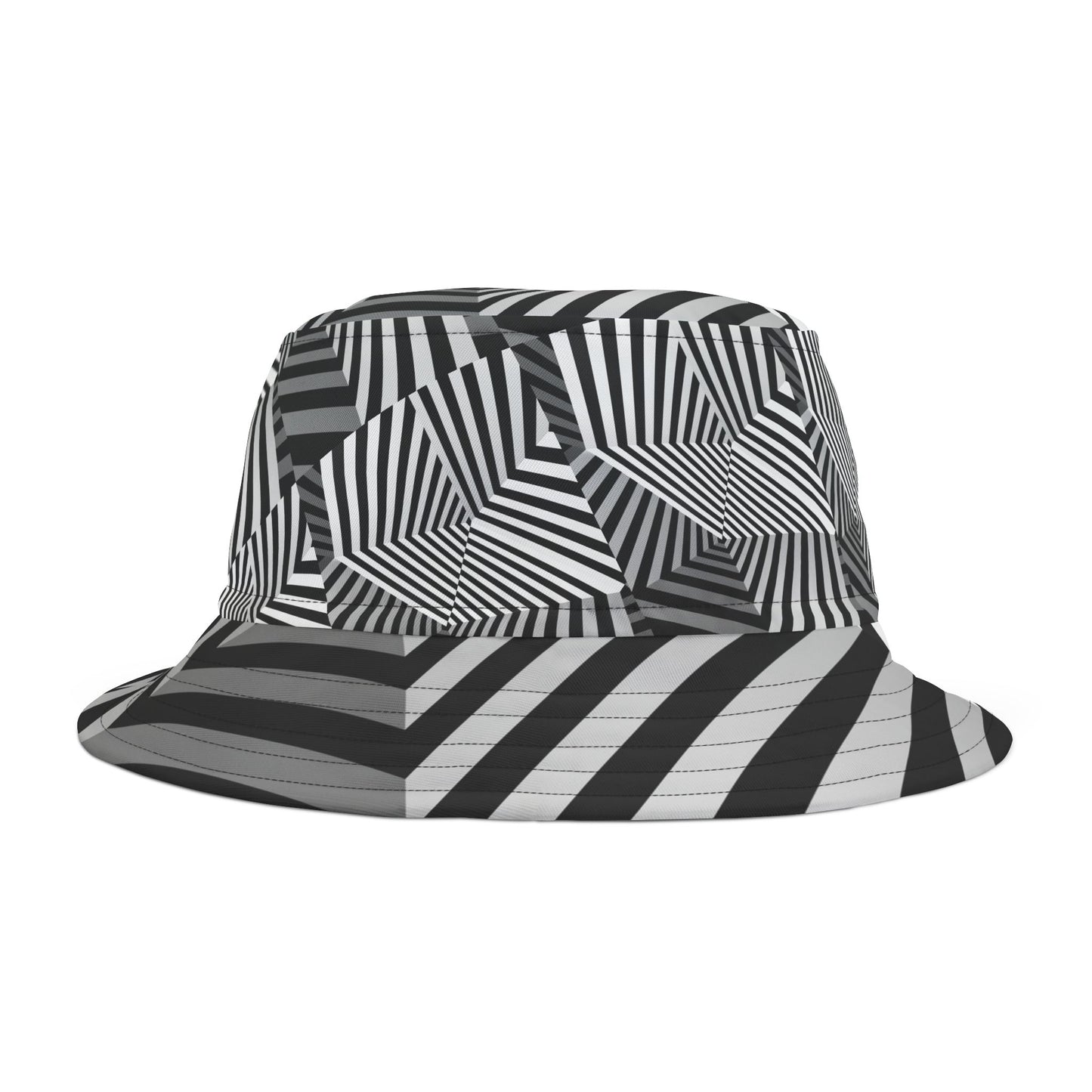 Stylish Geometric Bucket Hat - Trendy Black and White Design for Summer