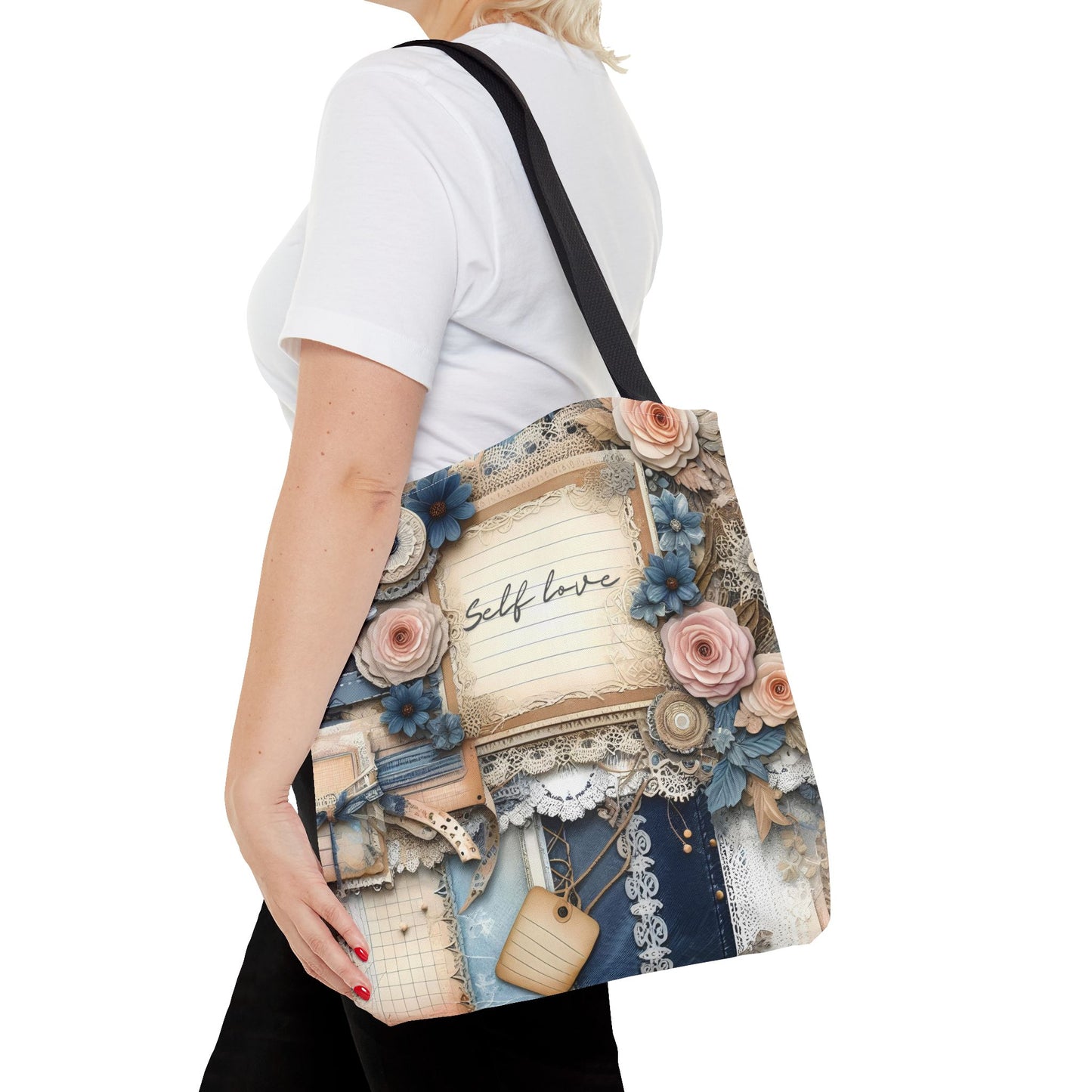 Self Love & Self Care Floral Tote Bag - Stylish & Inspirational Everyday Accessory