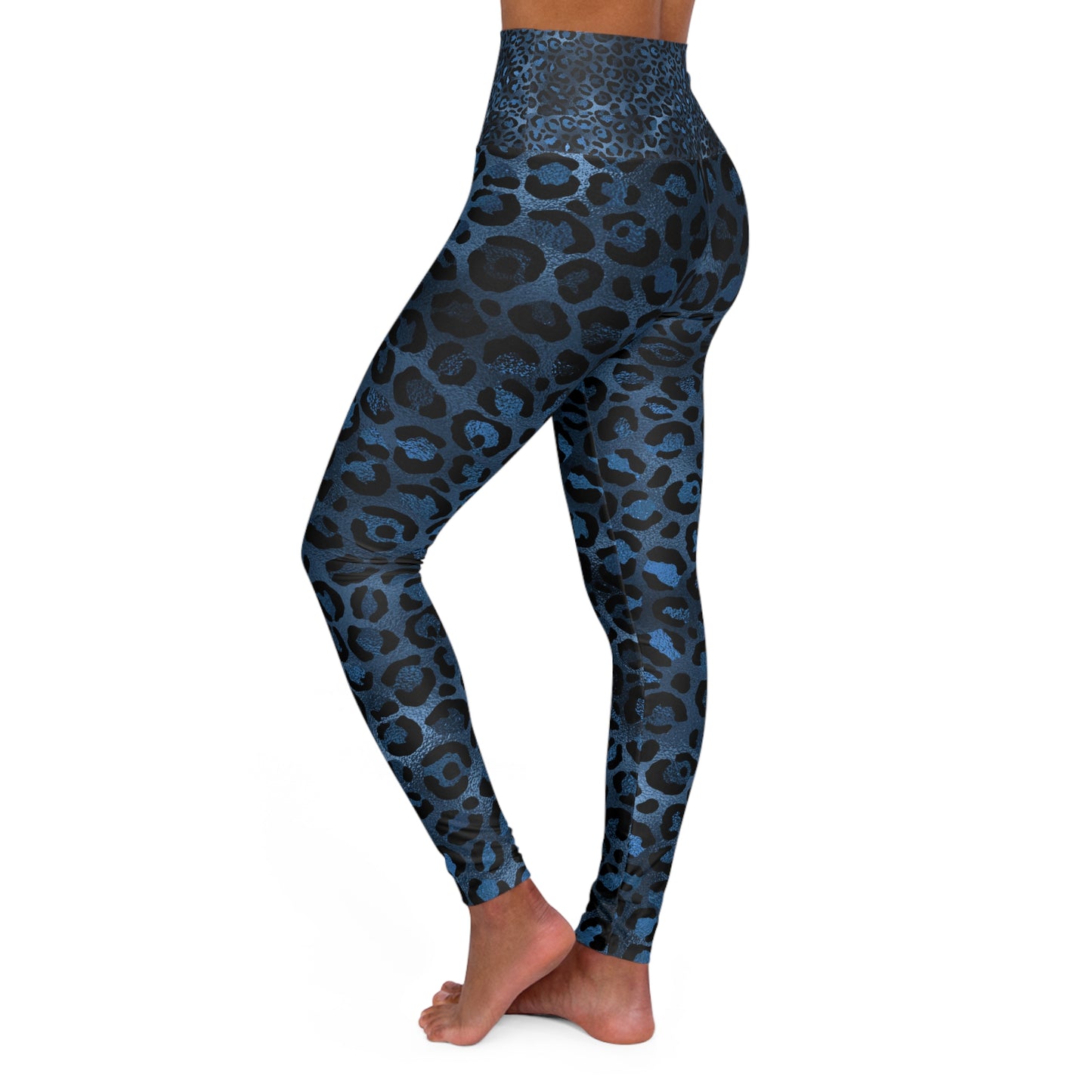 Blue Leopard Print High Waisted Yoga Leggings - Stylish & Comfortable Activewear