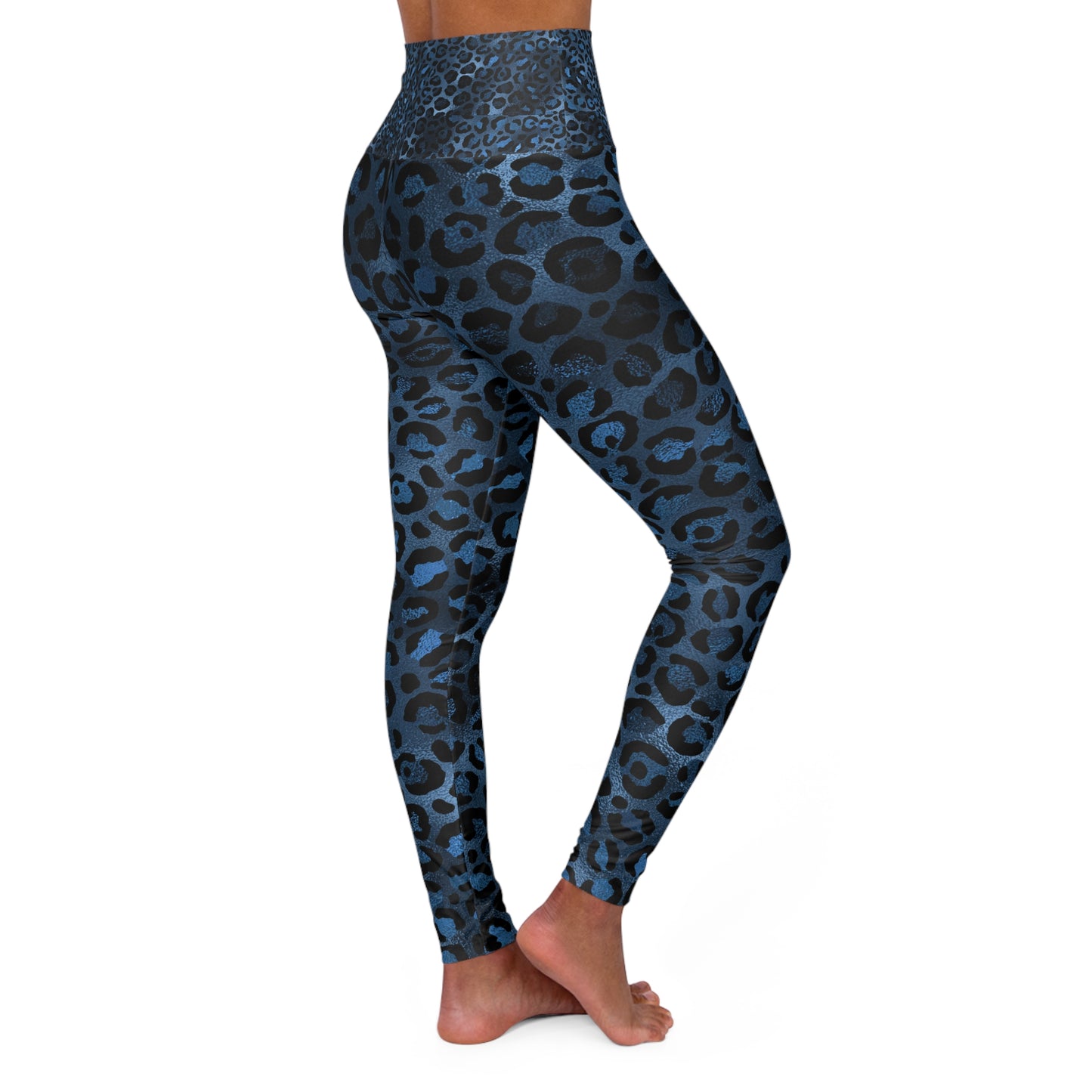 Blue Leopard Print High Waisted Yoga Leggings - Stylish & Comfortable Activewear