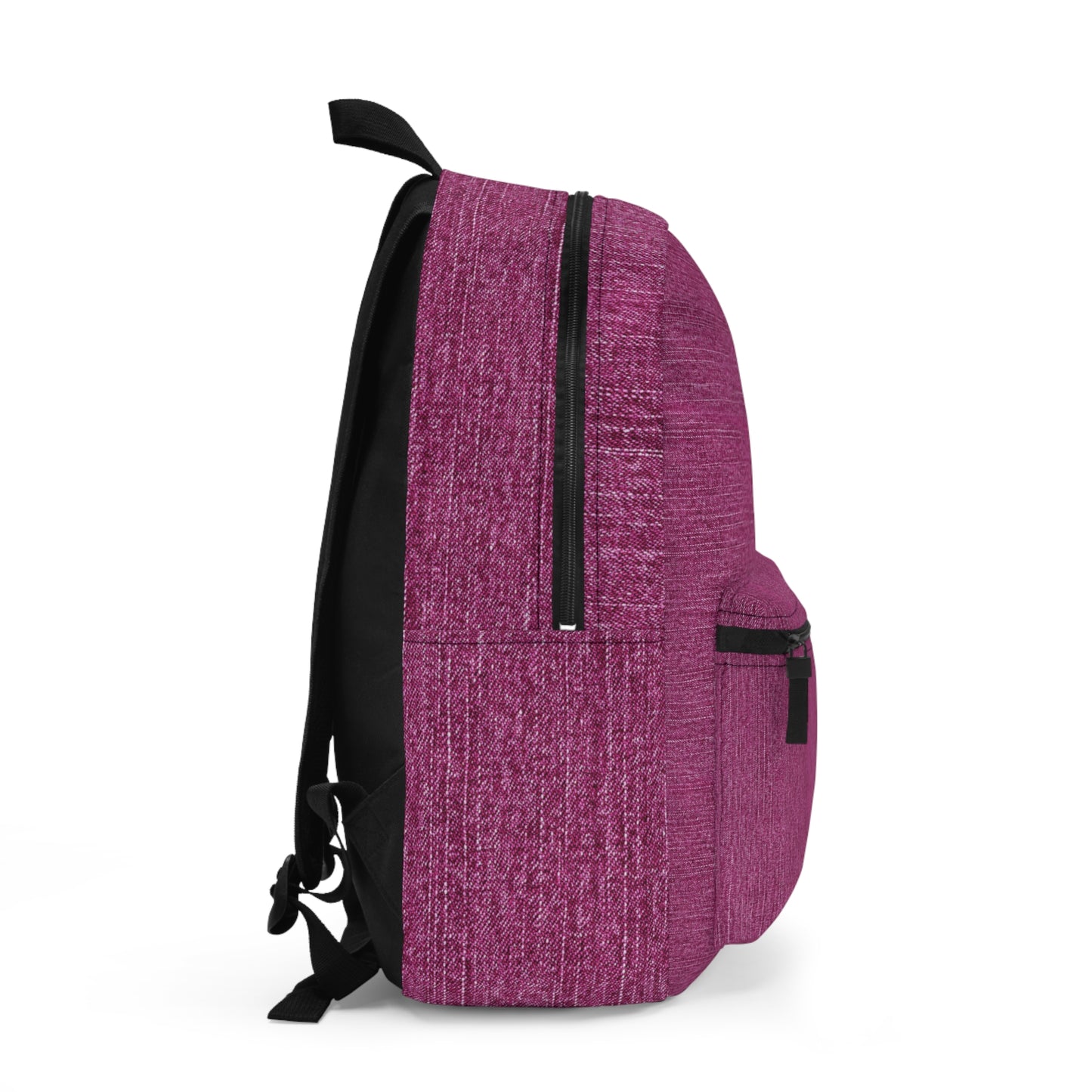 Chic Pink Denim-Printed Backpack for School and Travel