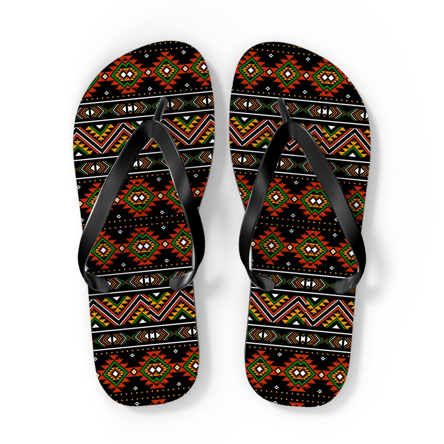 Vibrant Tribal Pattern Flip Flops - Stylish Summer Sandals for Beach Days