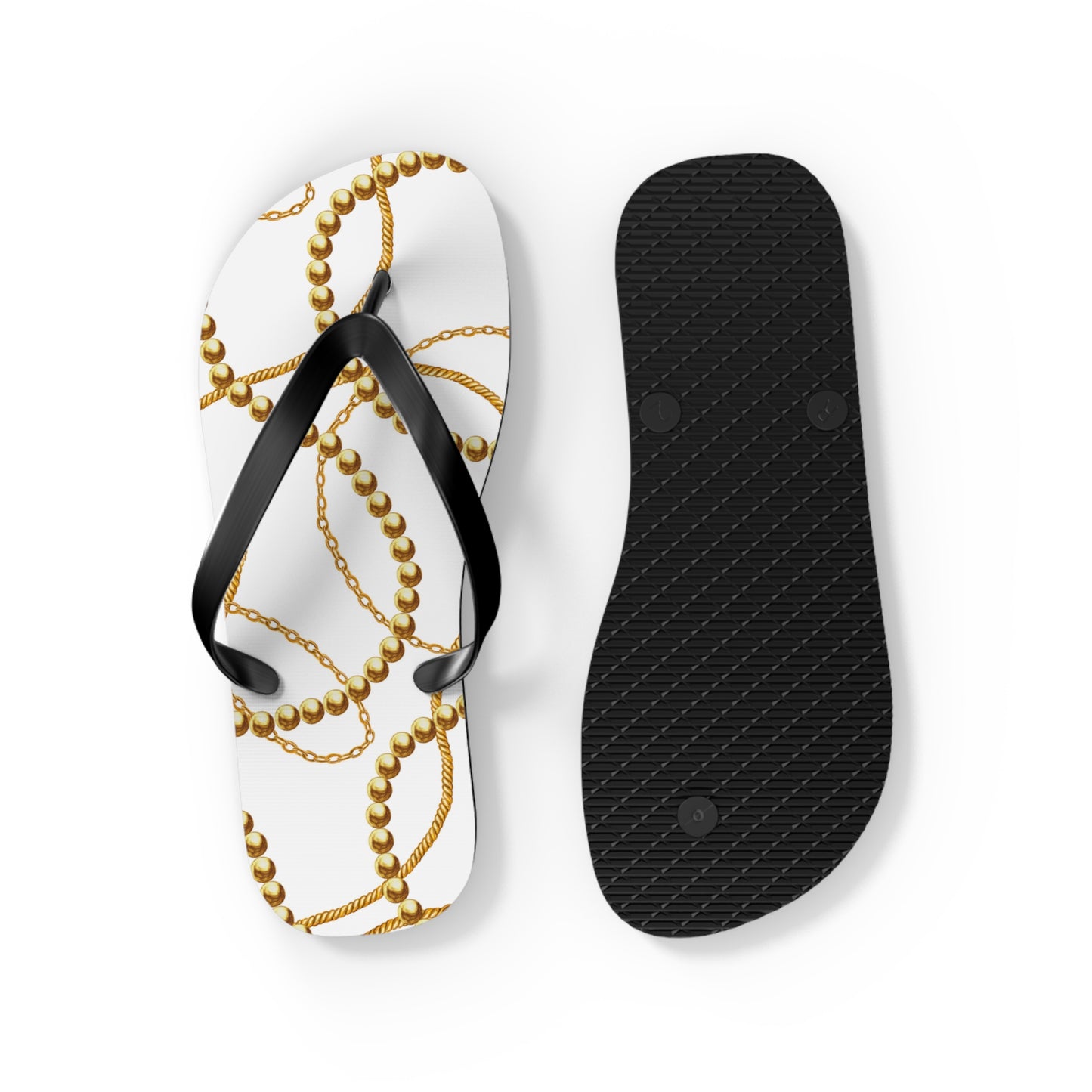 Chic Gold Bead Pattern Flip Flops - Stylish Summer Sandals for Beach & Pool