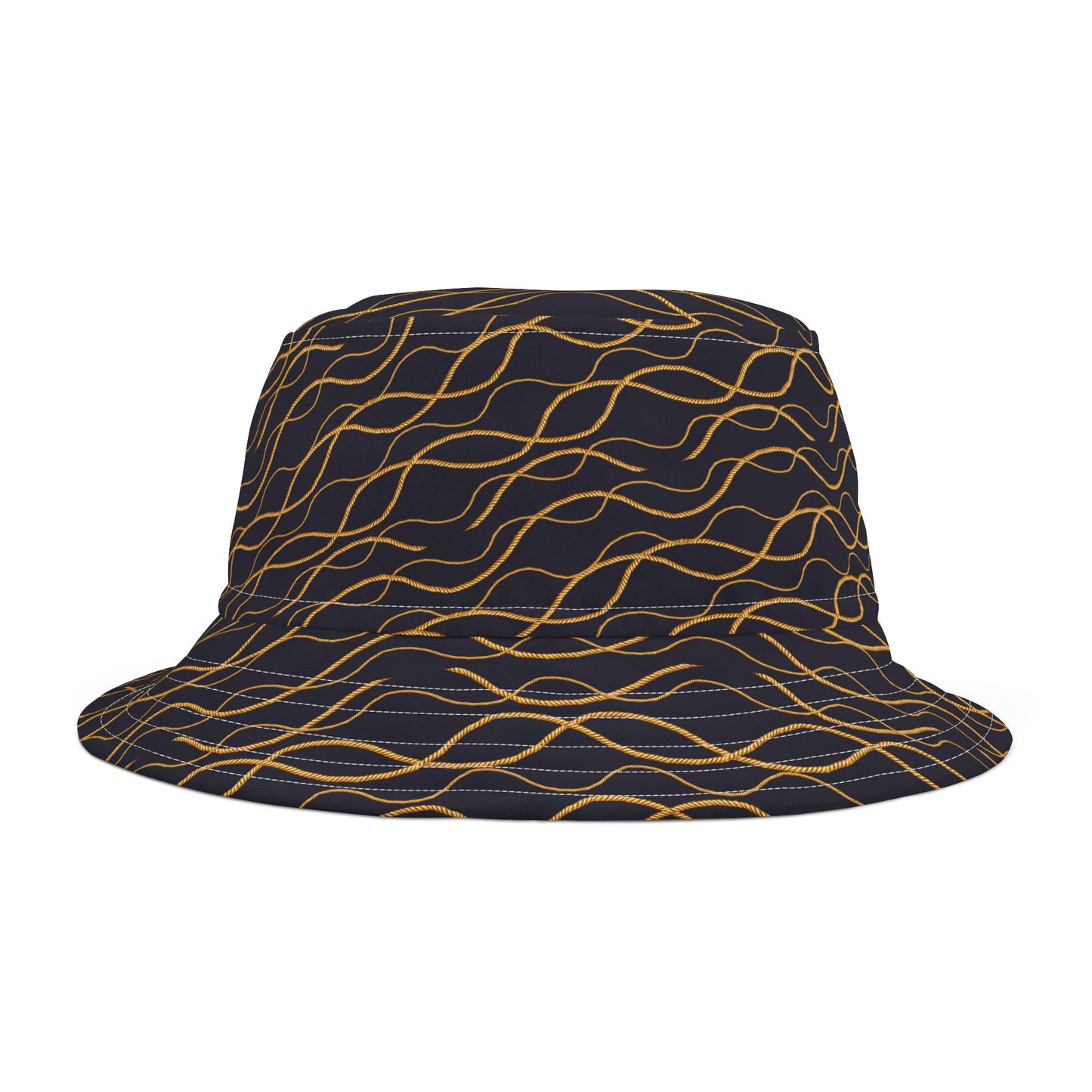 Classic Black Bucket Hat with Golden Rope Detailing