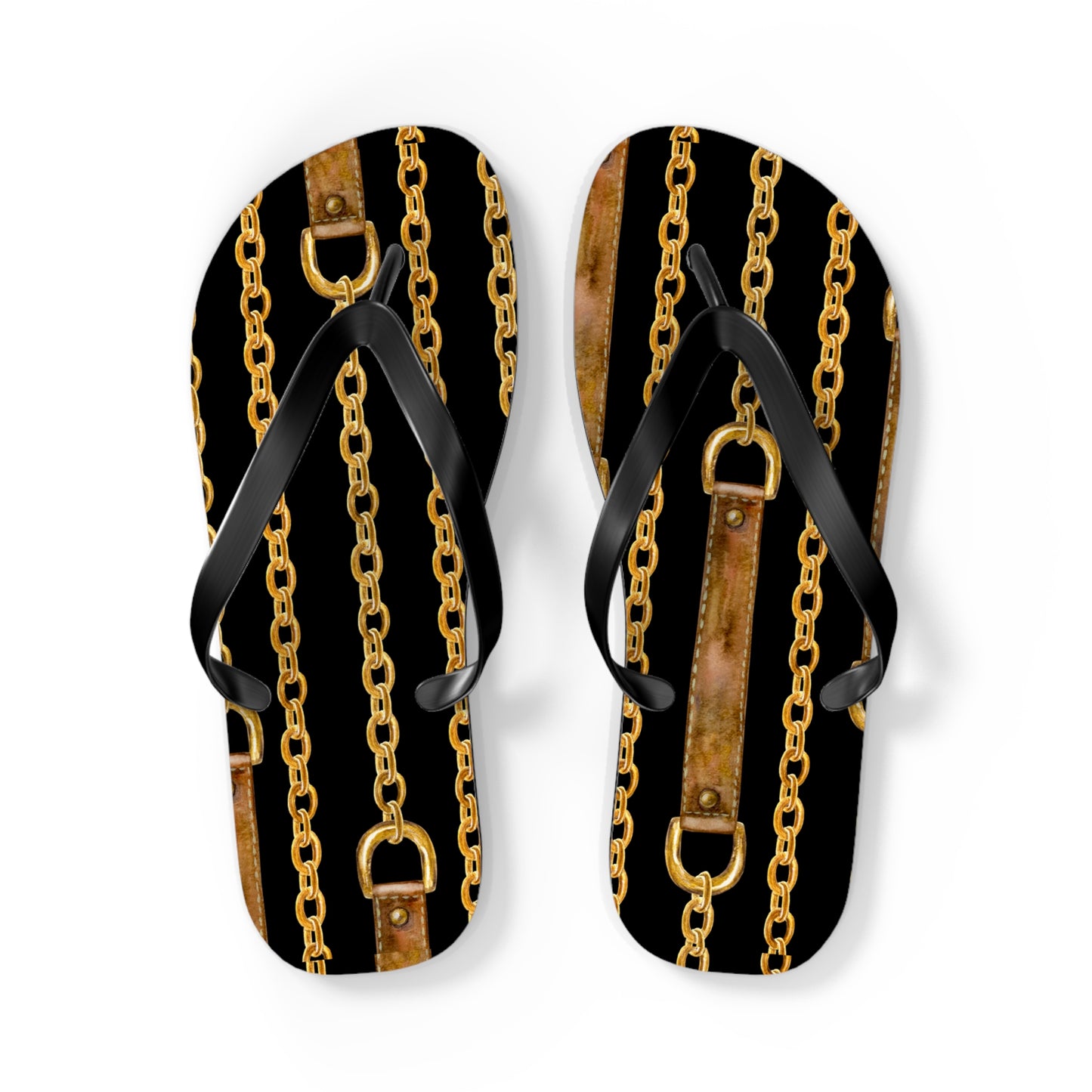 Chained Dreams Flip Flops - Trendy Summer Sandals with Bold Golden Chains