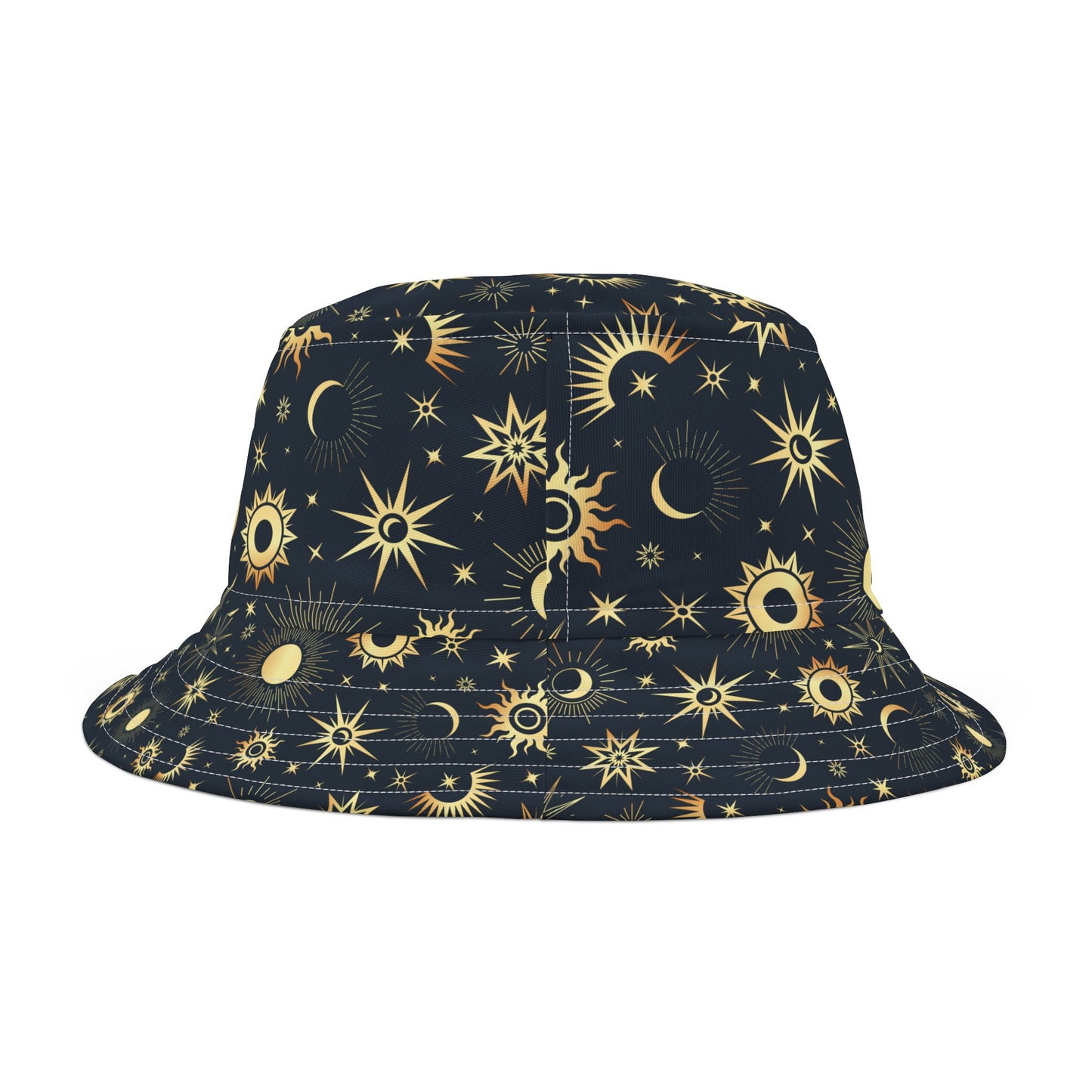 Celestial Pattern Bucket Hat - Sun and Moon Design for Summer Style