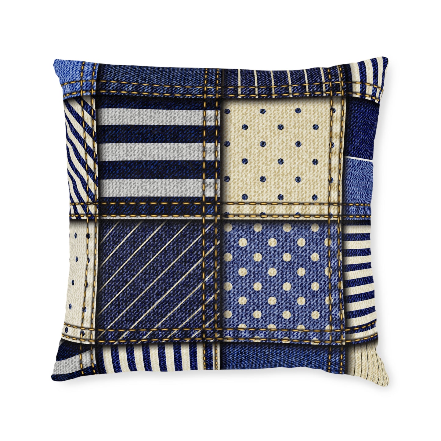 Square Pillow denim patches