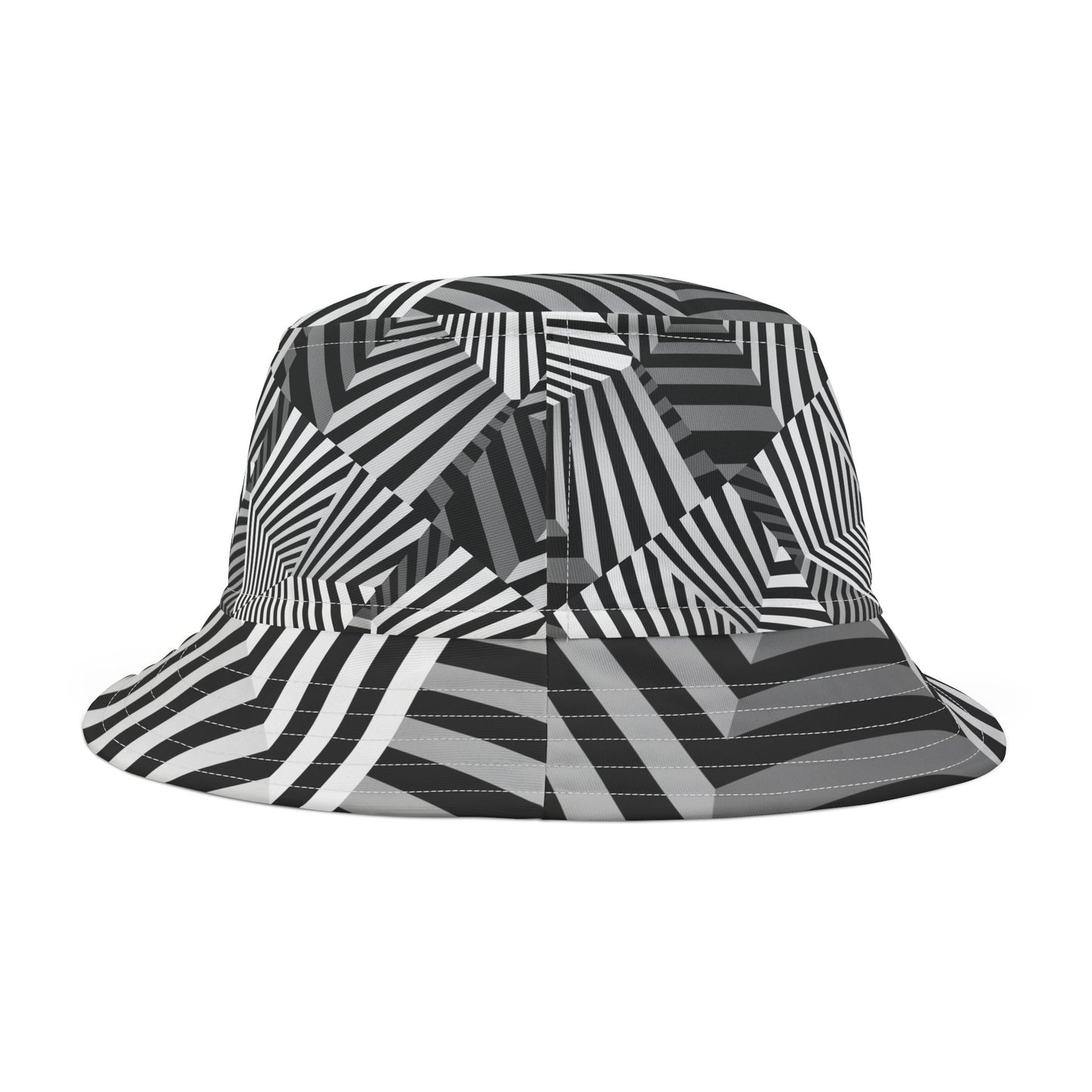 Stylish Geometric Bucket Hat - Trendy Black and White Design for Summer