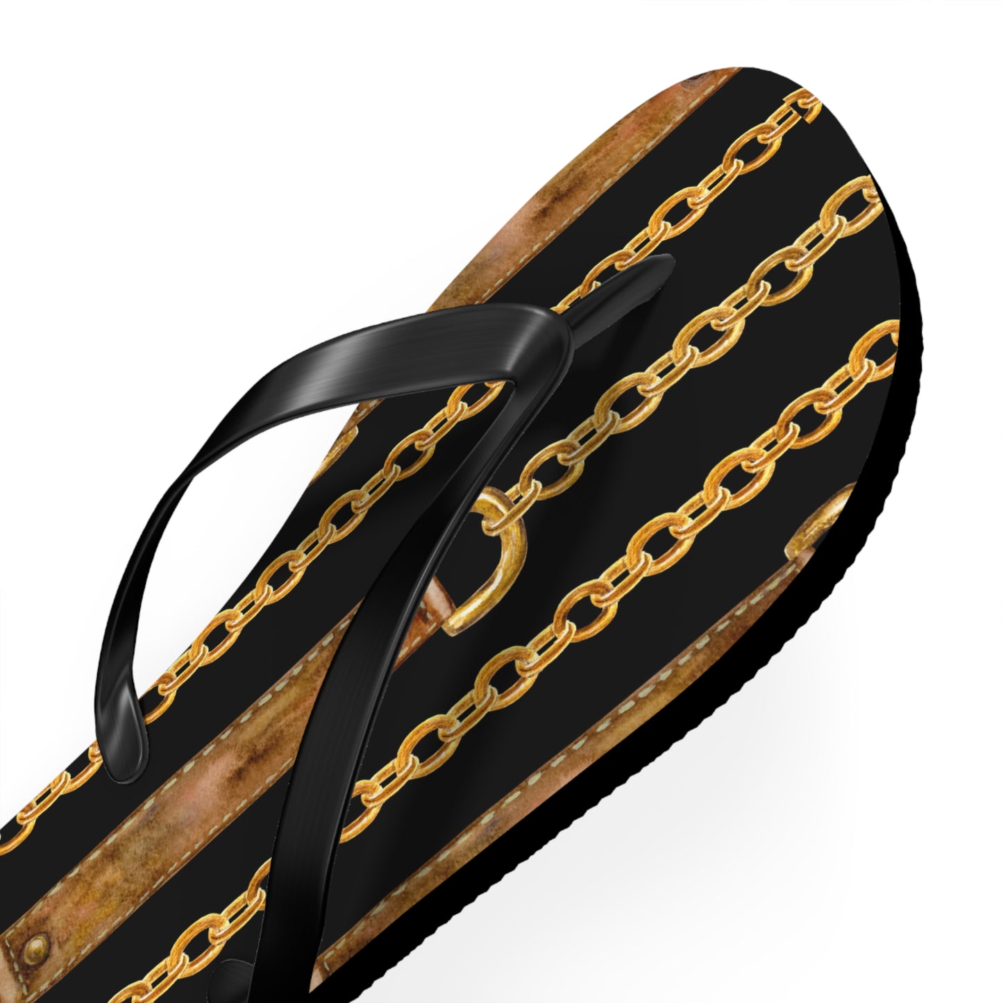 Chained Dreams Flip Flops - Trendy Summer Sandals with Bold Golden Chains