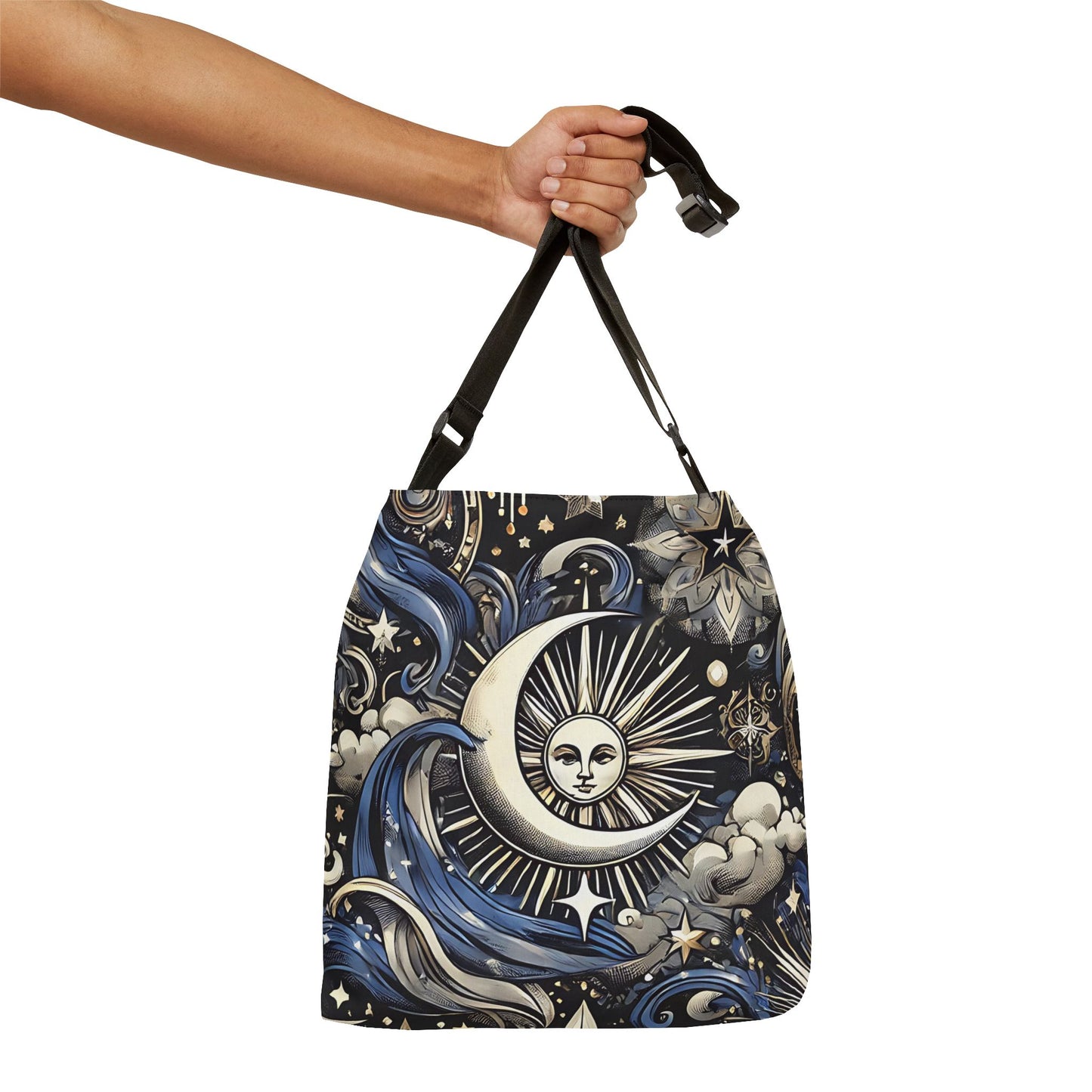 Celestial Dreams Adjustable Tote Bag - Moon & Stars Design