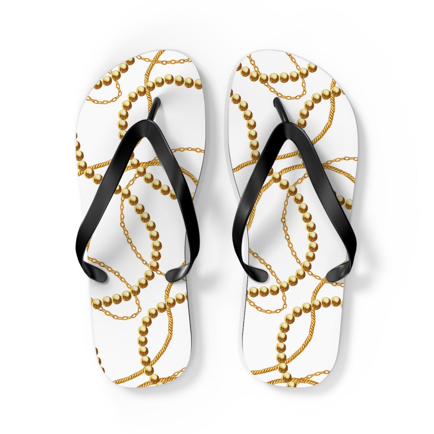 Chic Gold Bead Pattern Flip Flops - Stylish Summer Sandals for Beach & Pool