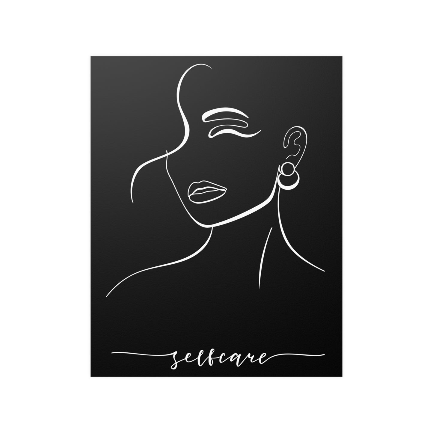 Wall Art Feminine Face Line Art "Self-Care" Satin Posters (210gsm)