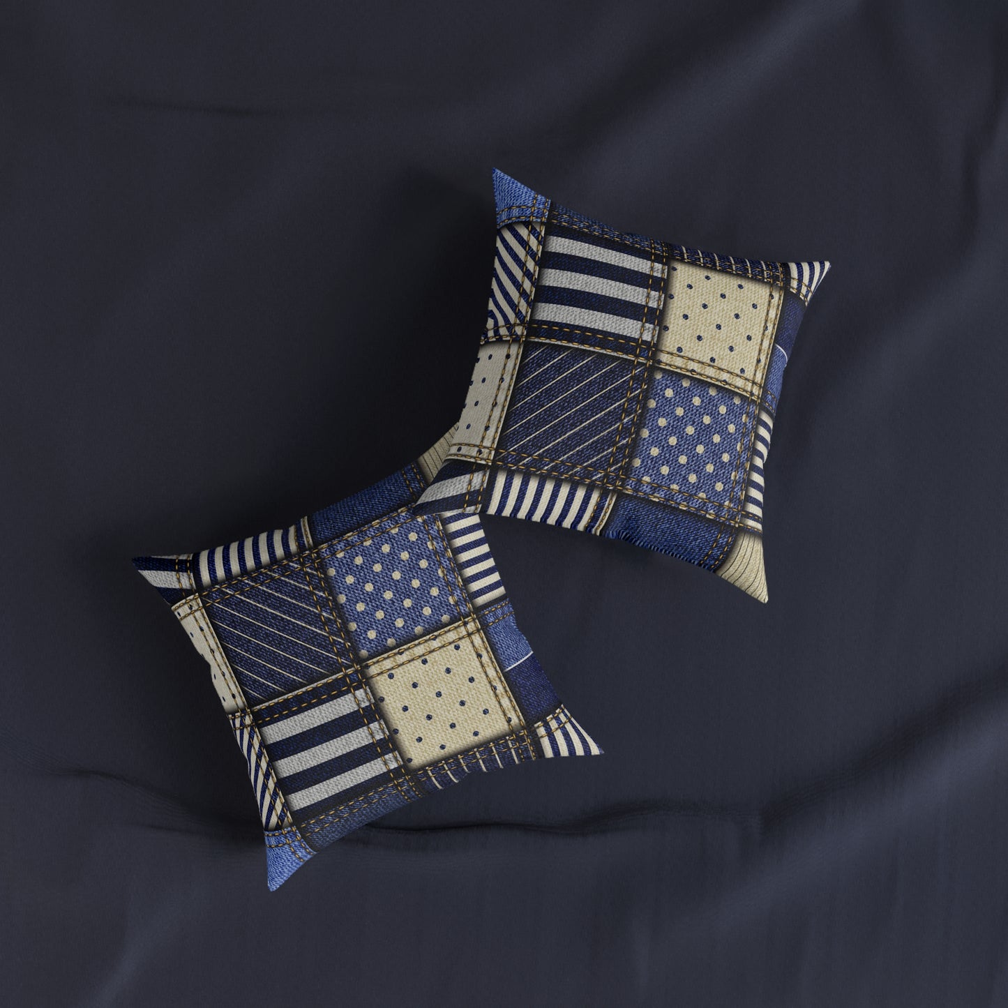 Square Pillow denim patches