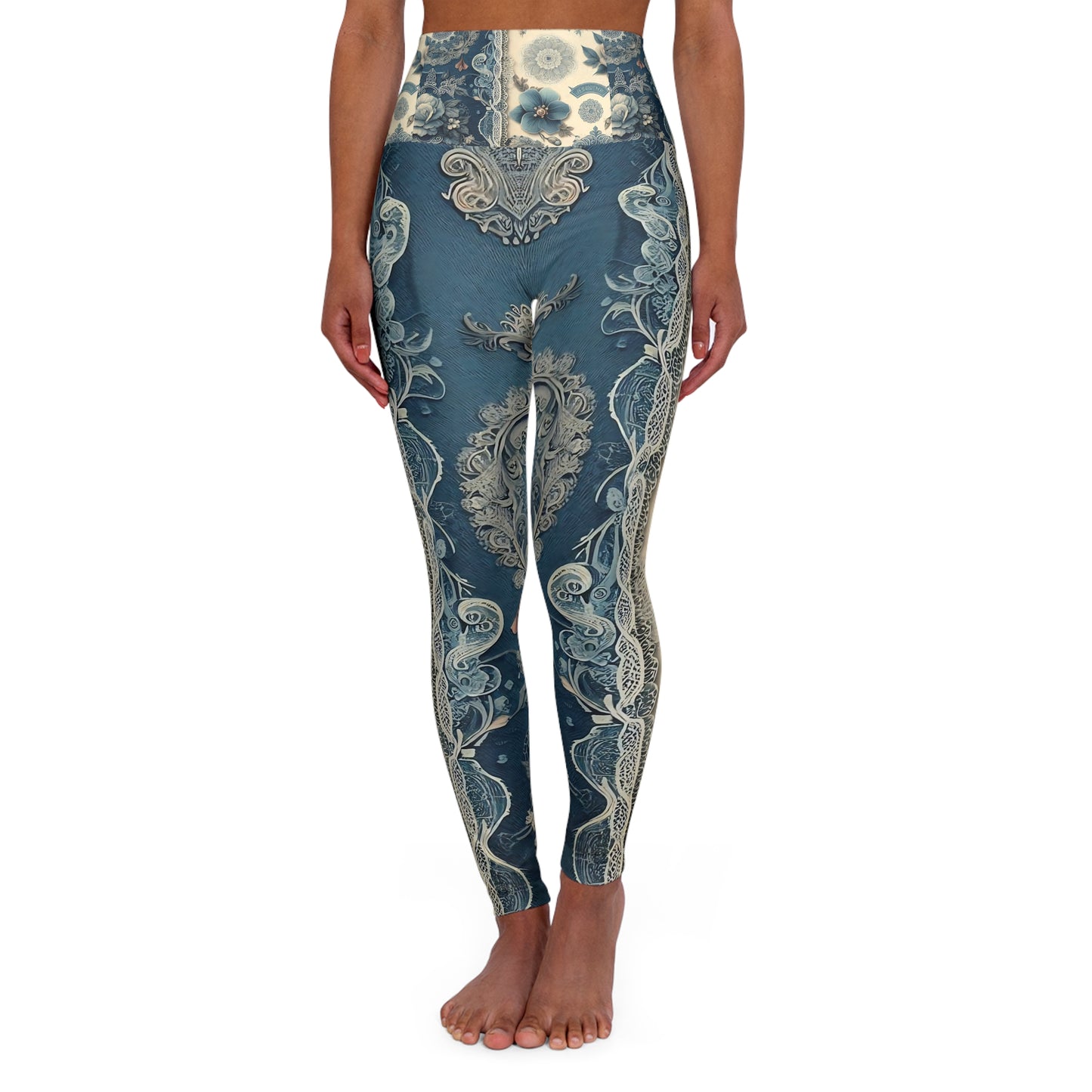 Elegant Floral High Waisted Yoga Leggings - Comfortable Activewear for Yoga & Fitness