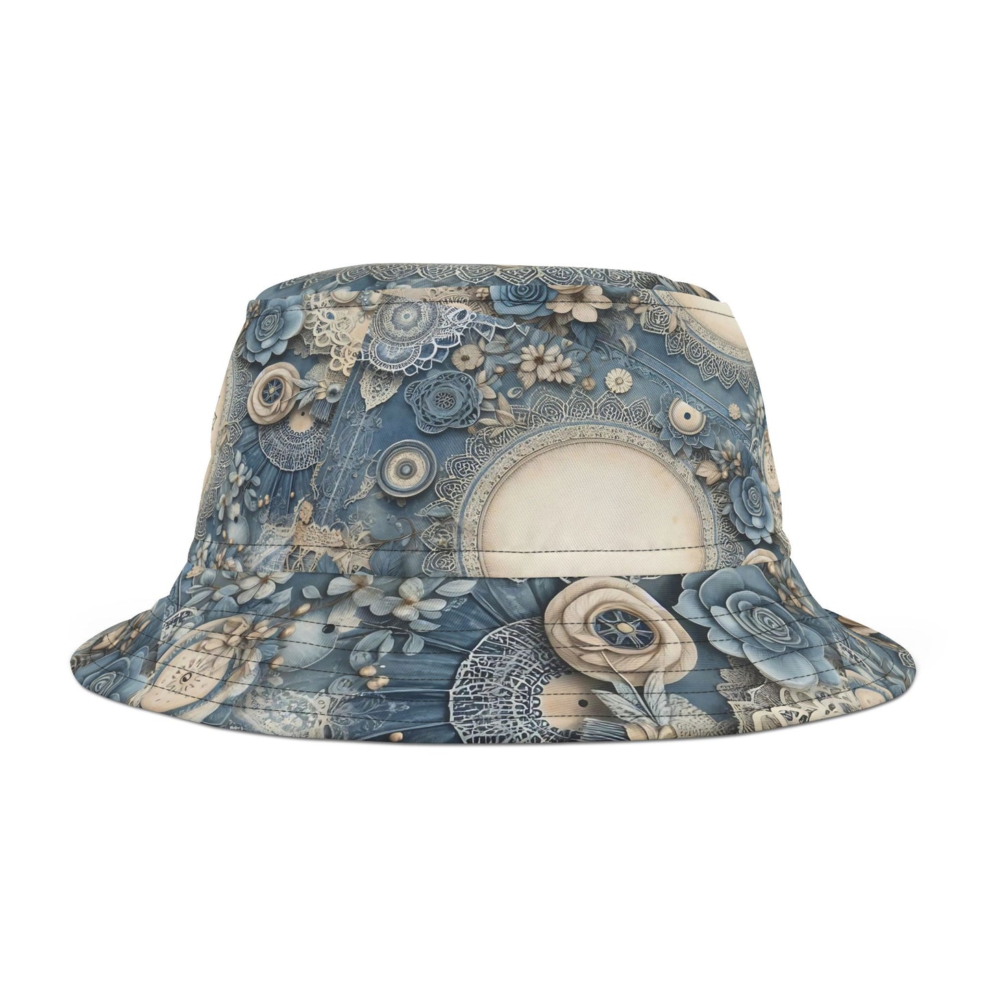 Boho Floral Bucket Hat with Mandala Design – Trendy & Artistic Accessory