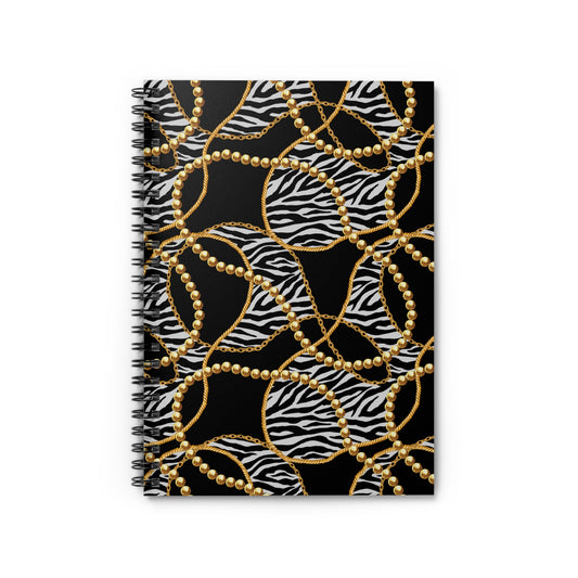 Chic Zebra Print Spiral Notebook - Stylish Ruled Lined Journal for Modern Creatives