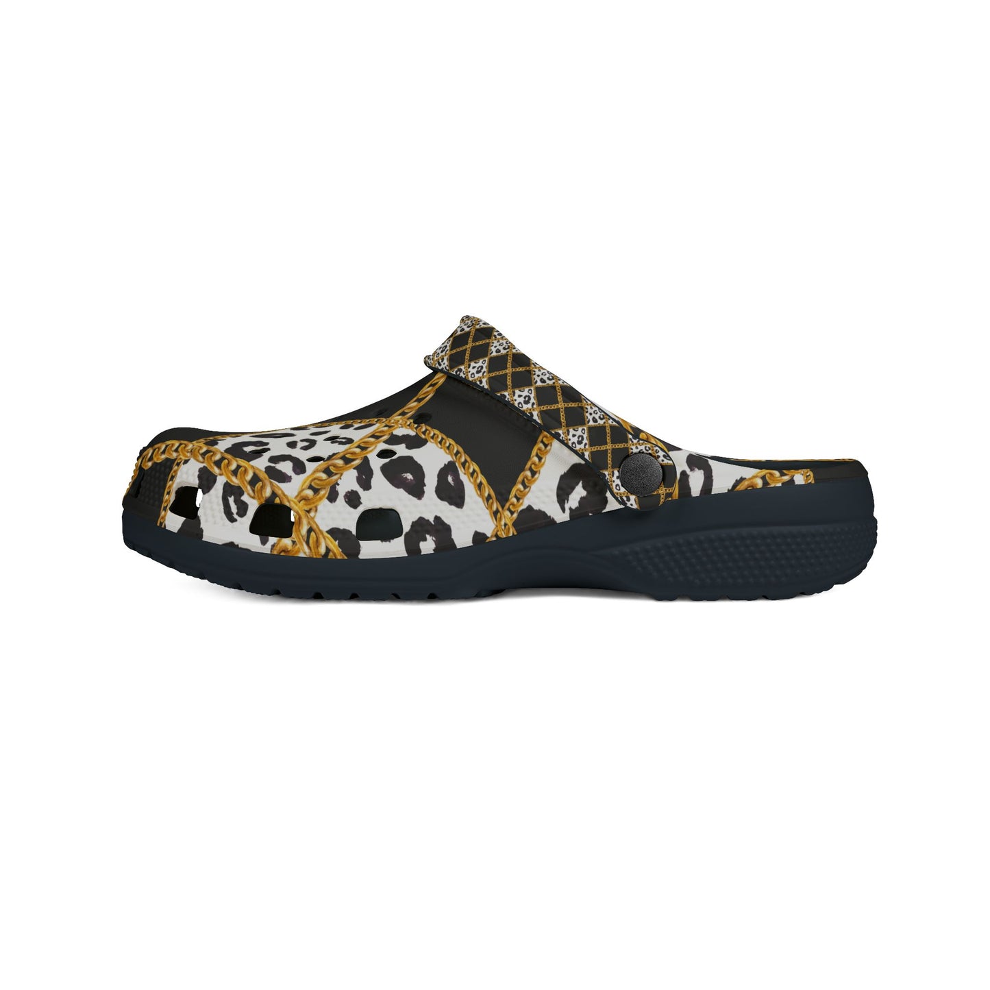 Stylish EVA Foam Leopard Print Clogs with Chain Design